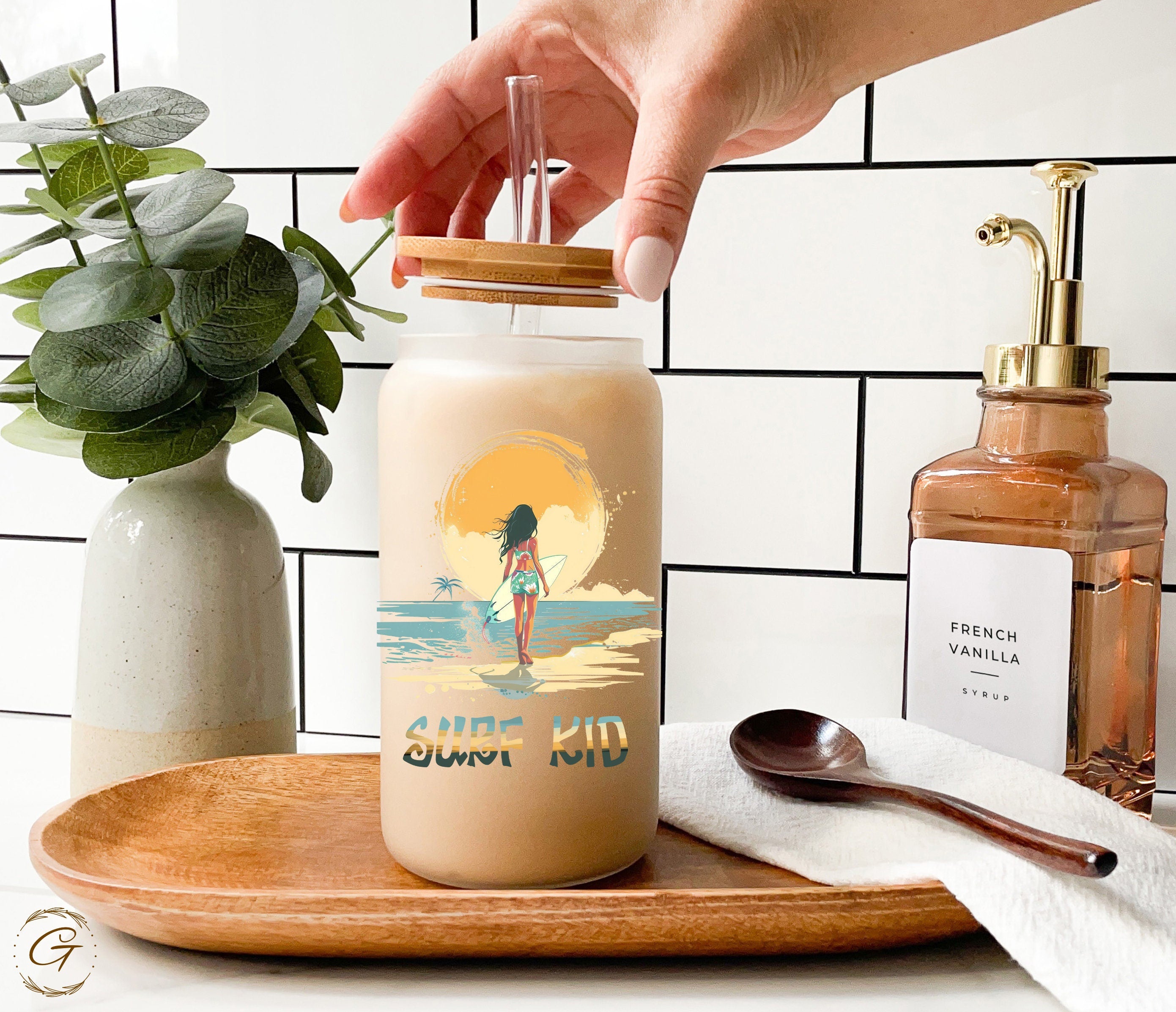 Surf Kid Frosted Glass Cup