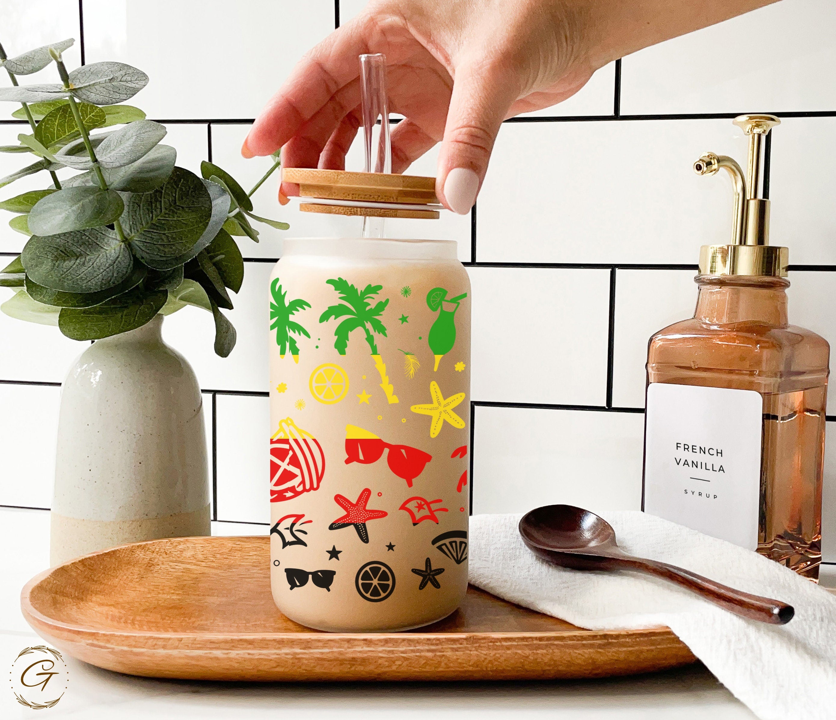 Rasta Summer Vibes Frosted Glass Cup