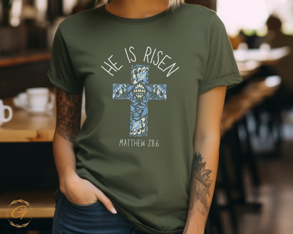 He Is Risen Matthew 28 6 Cross Graphic T-Shirt product type