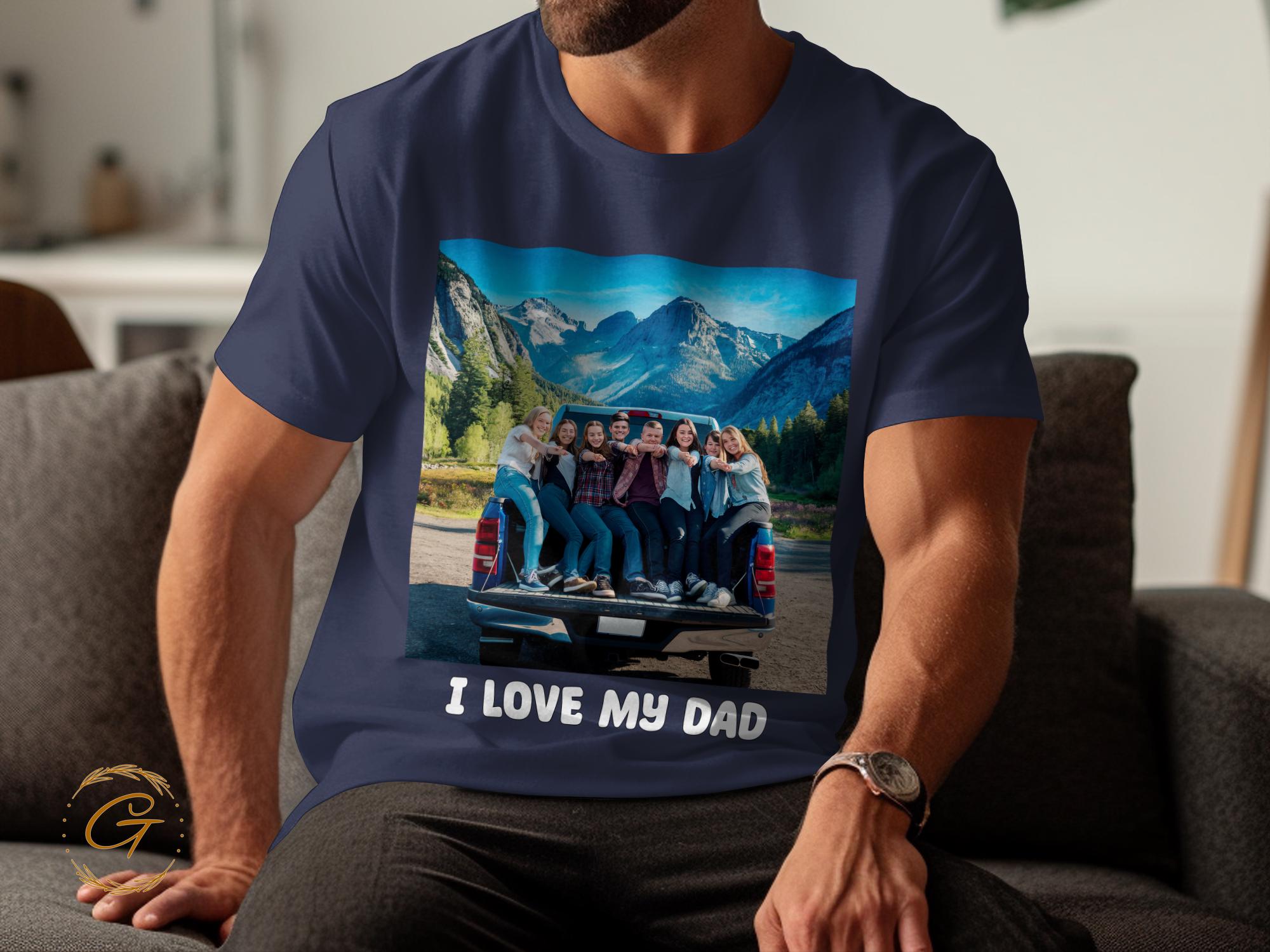 I Love My Dad with Custom Picture T-Shirt, Family Photo T-Shirt Dad Appreciation Gift Tee