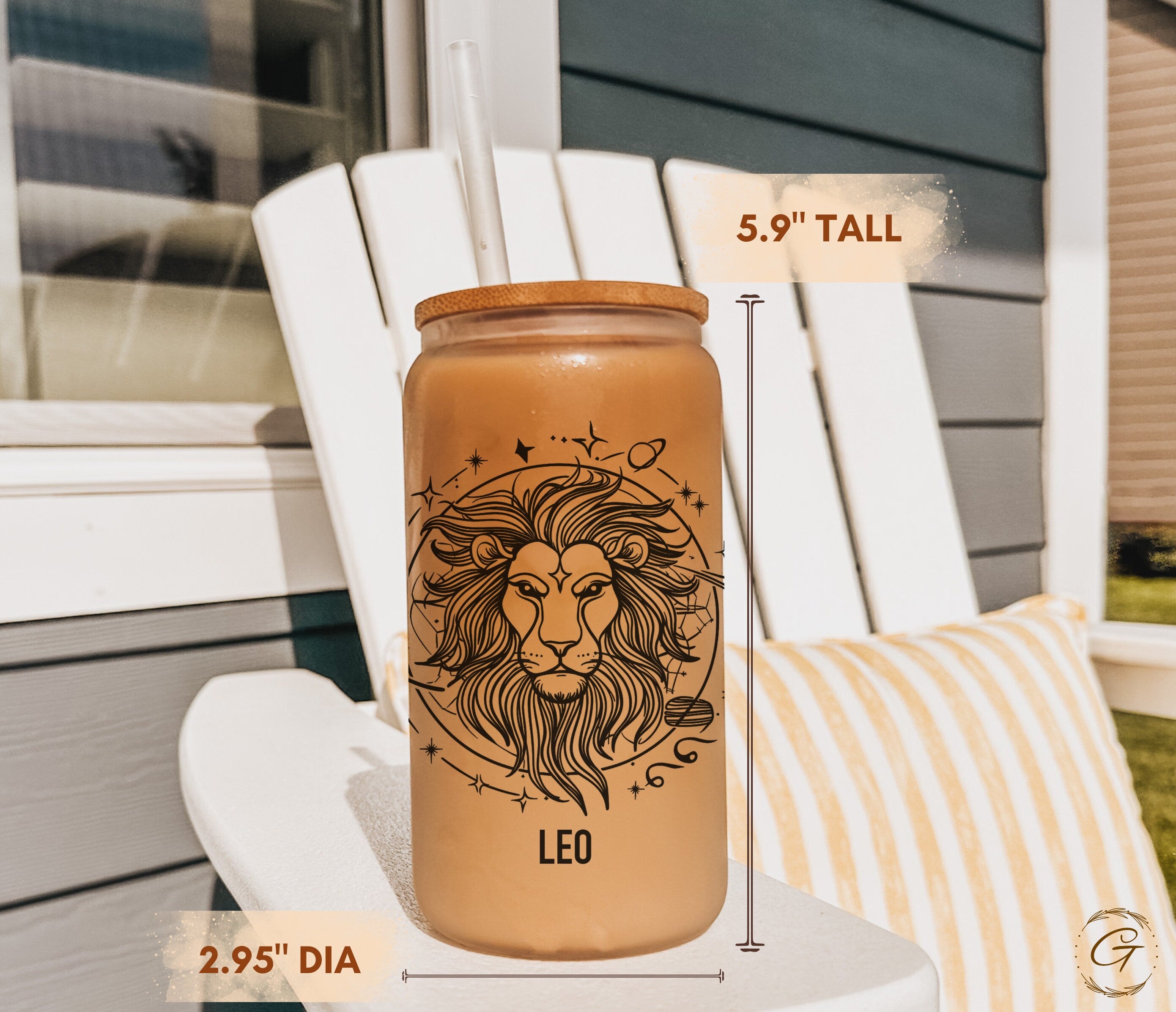 Zodiac Leo Frosted Glass Cup