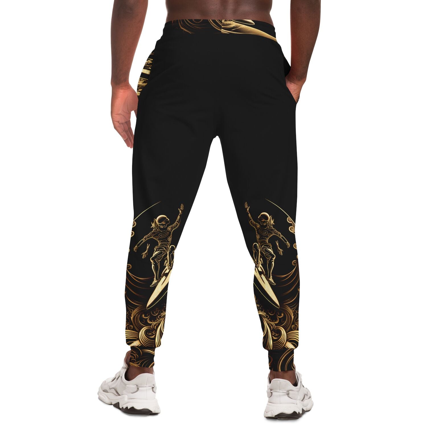 Gold Surfer Joggers – Black and Gold Wave Sweatpants