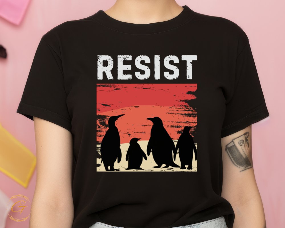 Resist Penguin Graphic Tee Shirt Novelty product