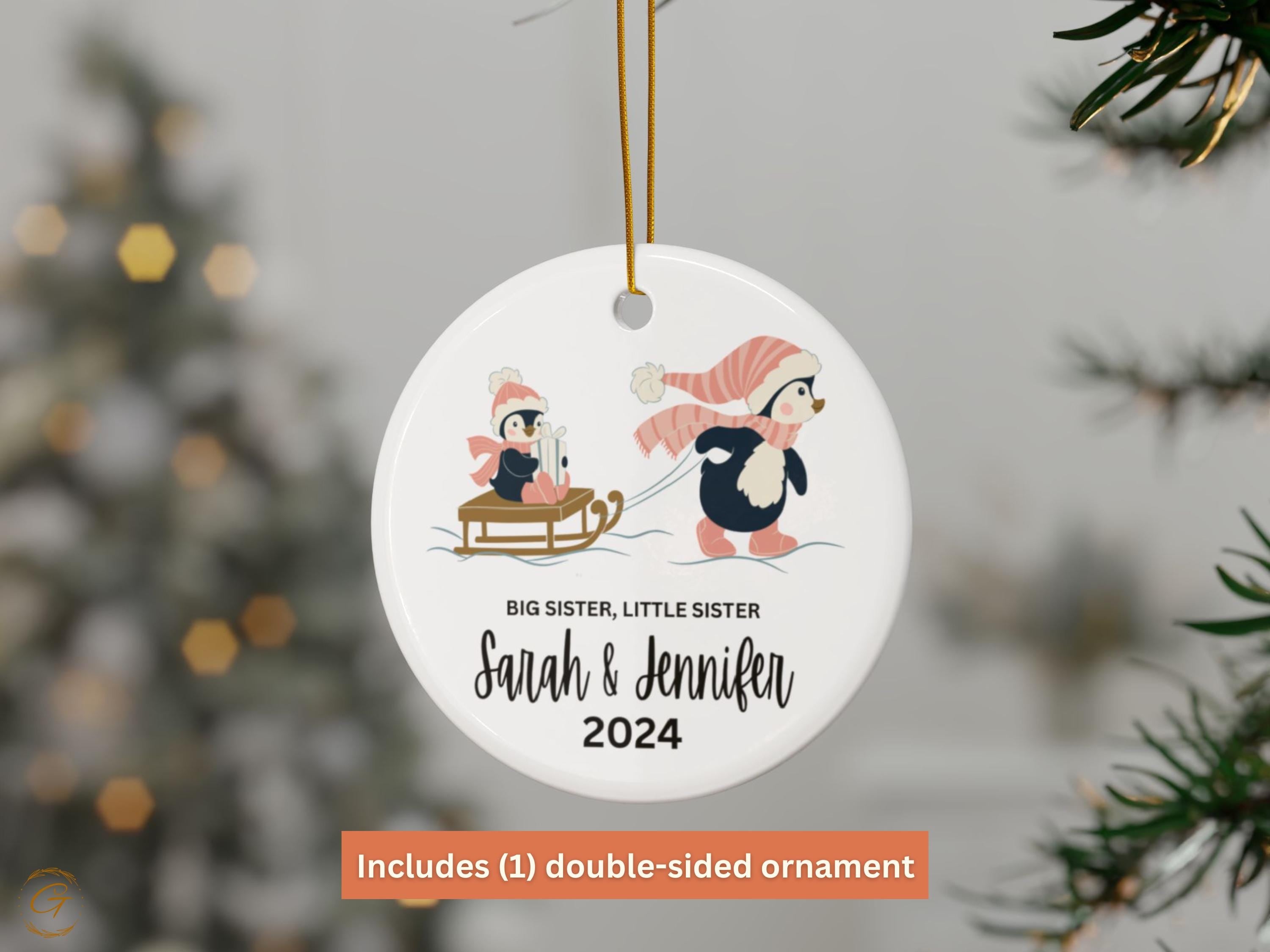 Personalized Penguin Sisters Ornament