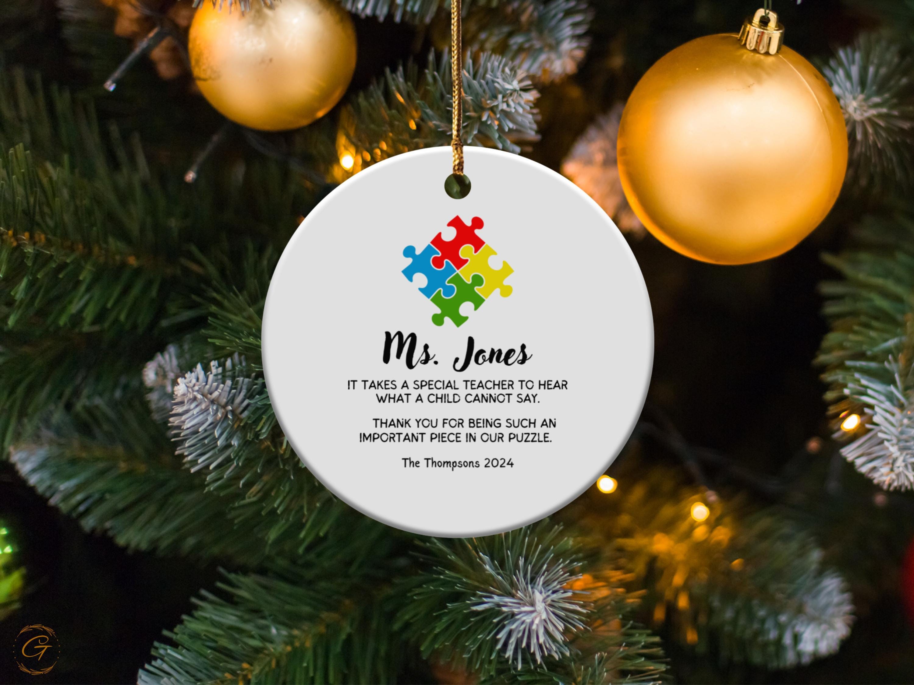 Personalized Teacher Ornament, Puzzle Piece Special Gift, Unique Appreciation Gift, Custom Teacher Holiday Keepsake, Teacher Thank You Gifts