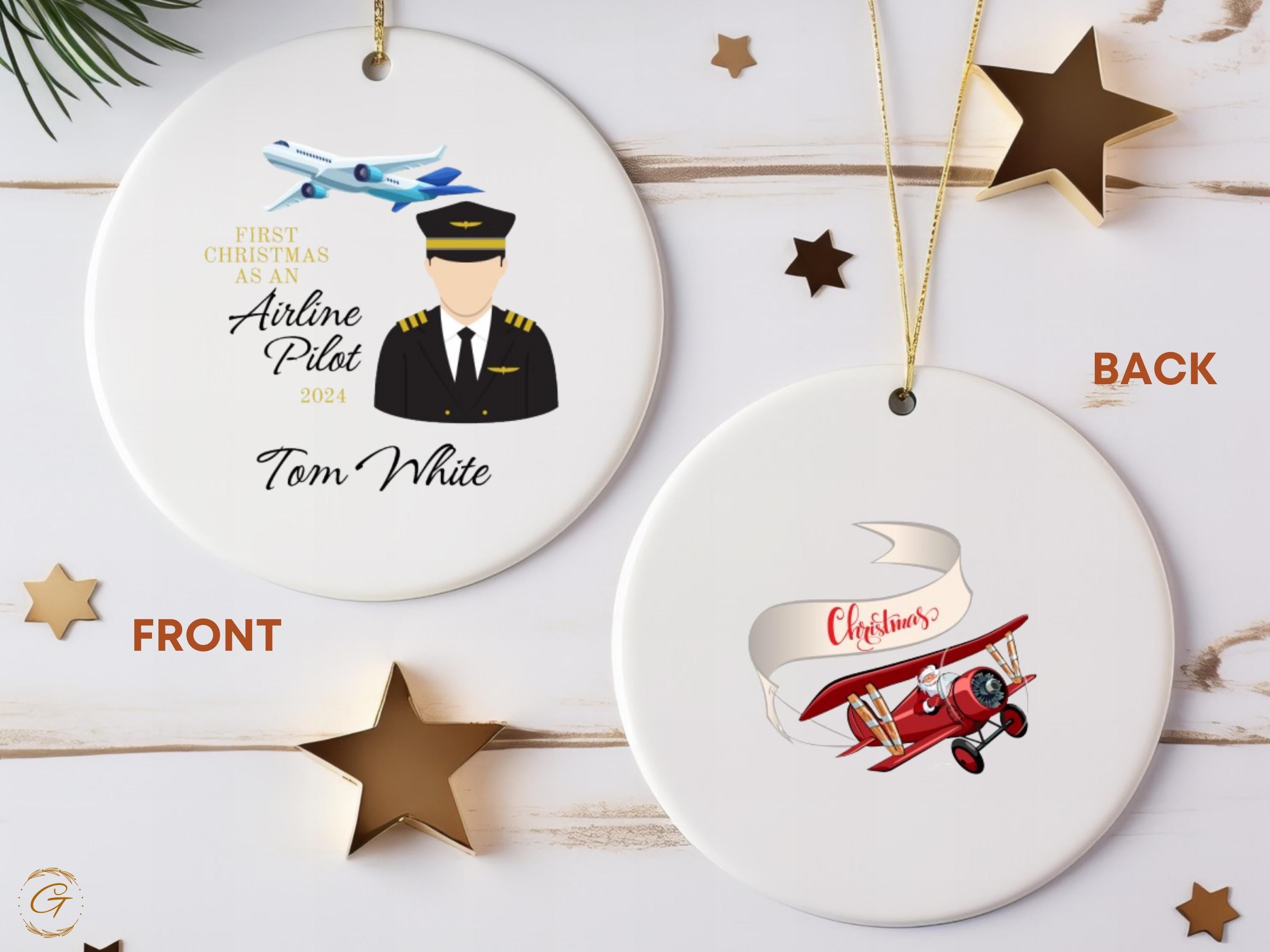 Personalized First Christmas as Airline Pilot Ornament, 2024 Custom Pilot Gift Custom Christmas Ornament, Airline Pilot Gift, Aviation Gifts
