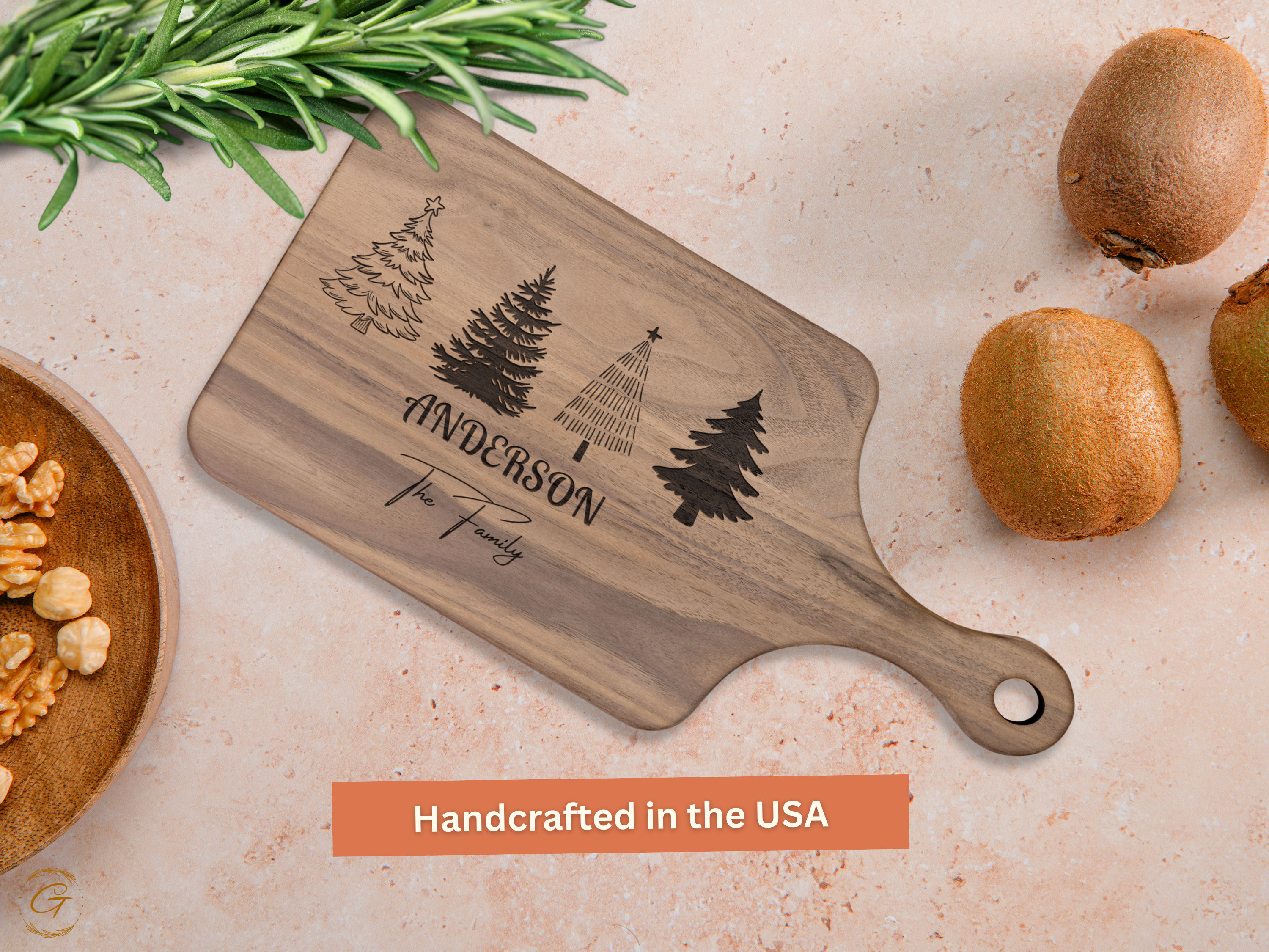 Personalized Christmas Tree Cutting Board with Family Names