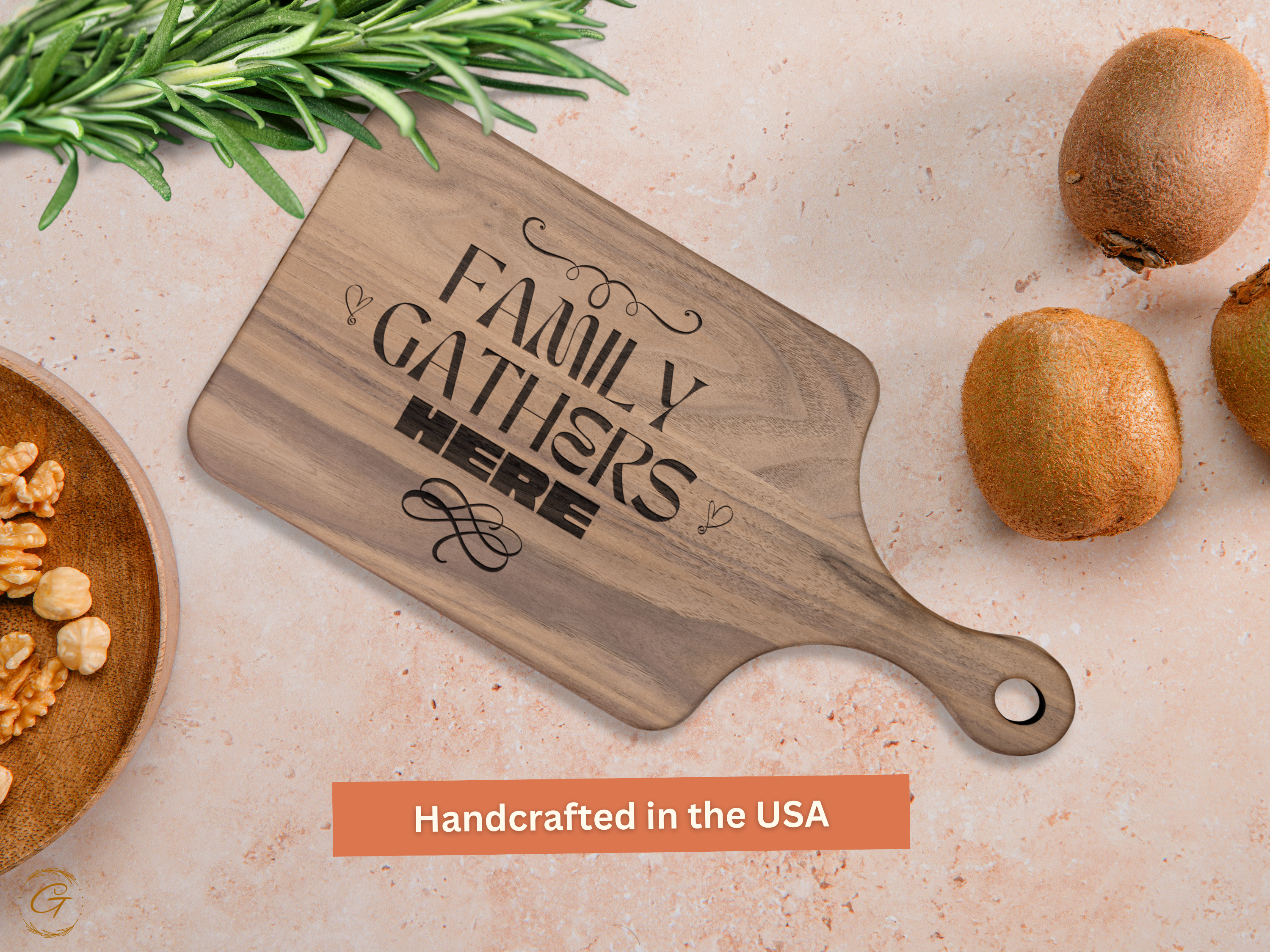 Family Gathers Here Hardwood Cutting Board