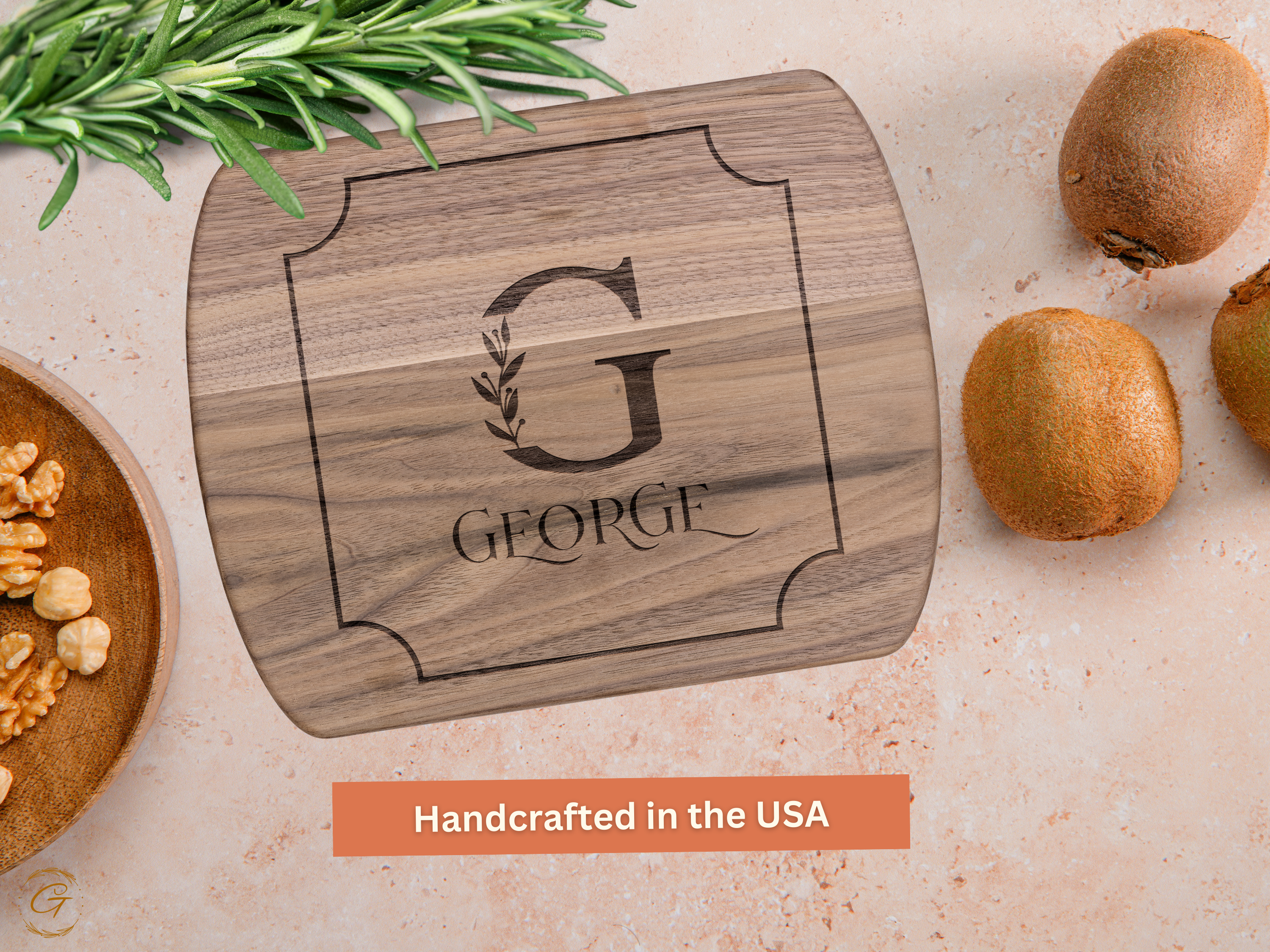 Personalized Hardwood Oval Cutting Board with Custom Name