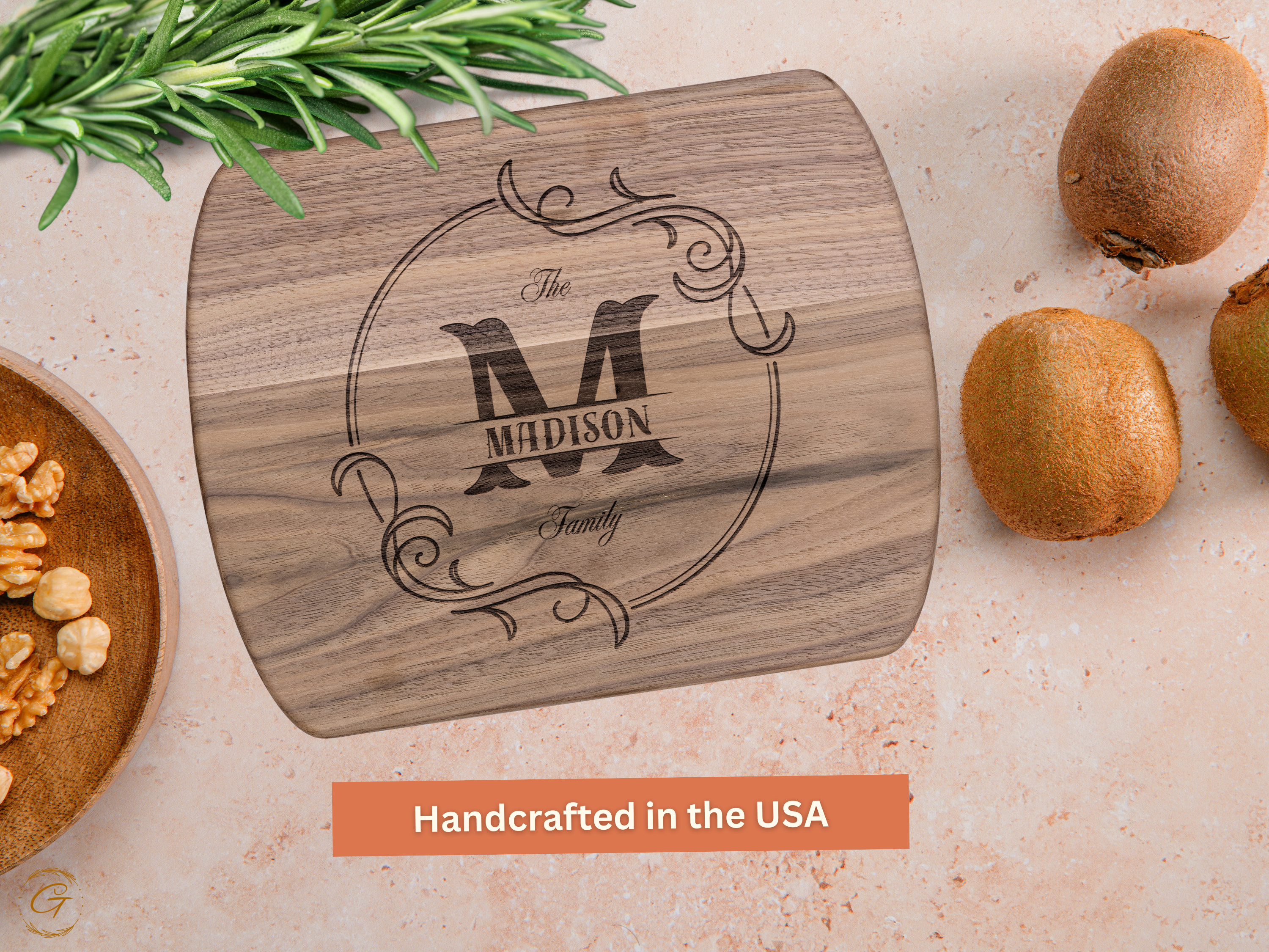 Personalize Family Name Hardwood Oval Cutting Board