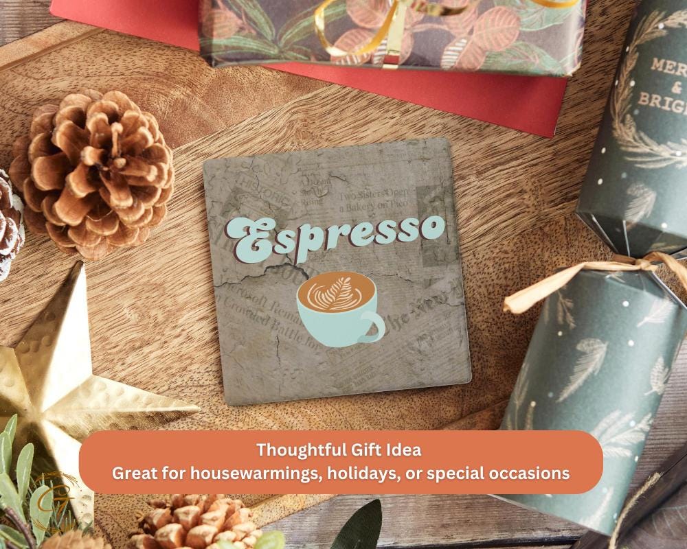 Soapstone Coaster Espresso Design with Cork Backing Square Stone Coasters