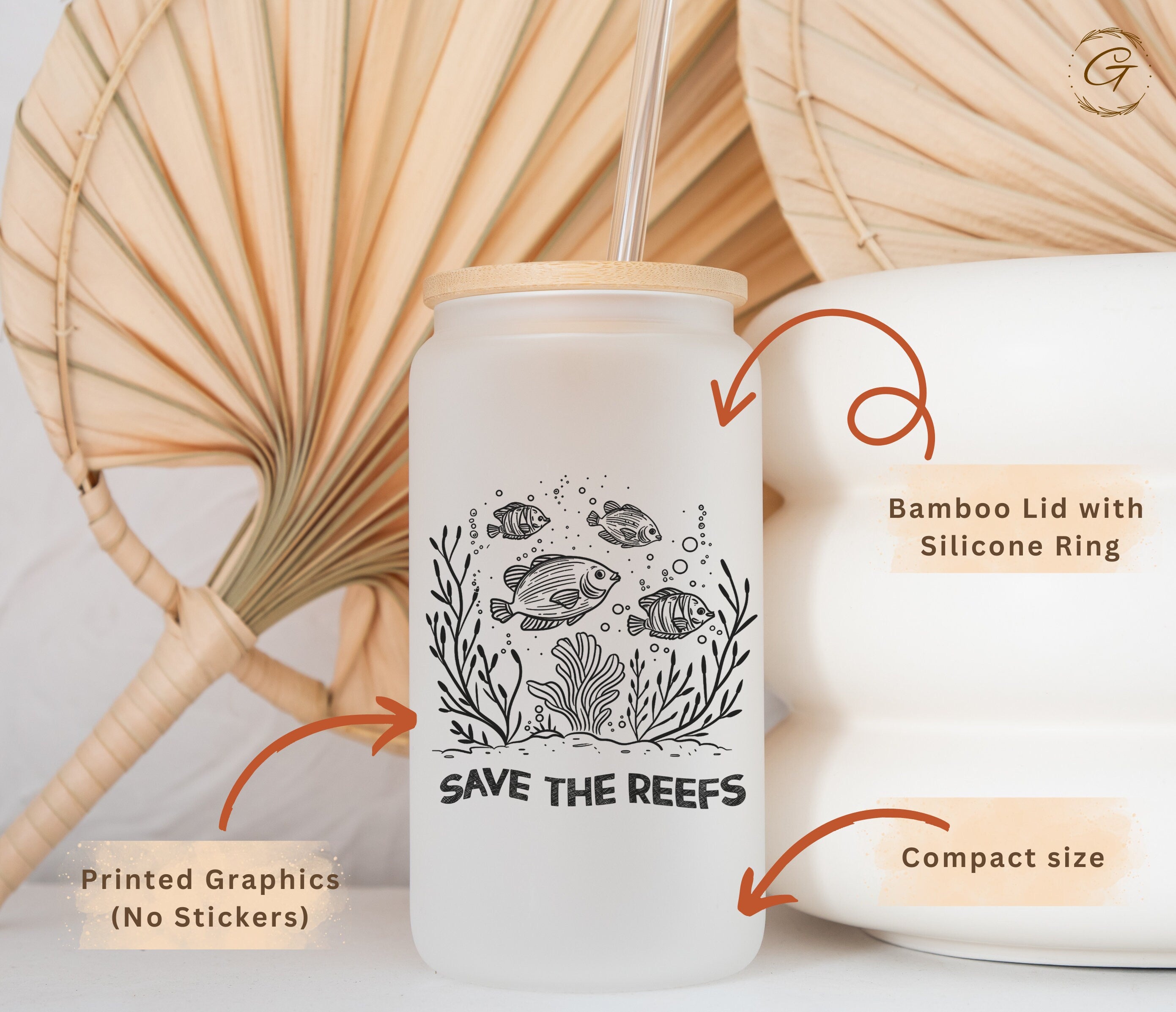 Save the Reefs Frosted Glass Cup