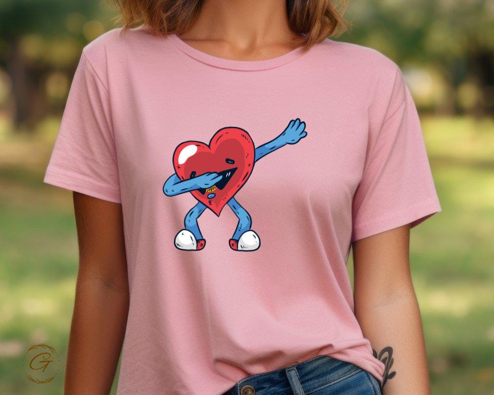 Valentine T-Shirt, Unique Heart Character Dabbing Tee