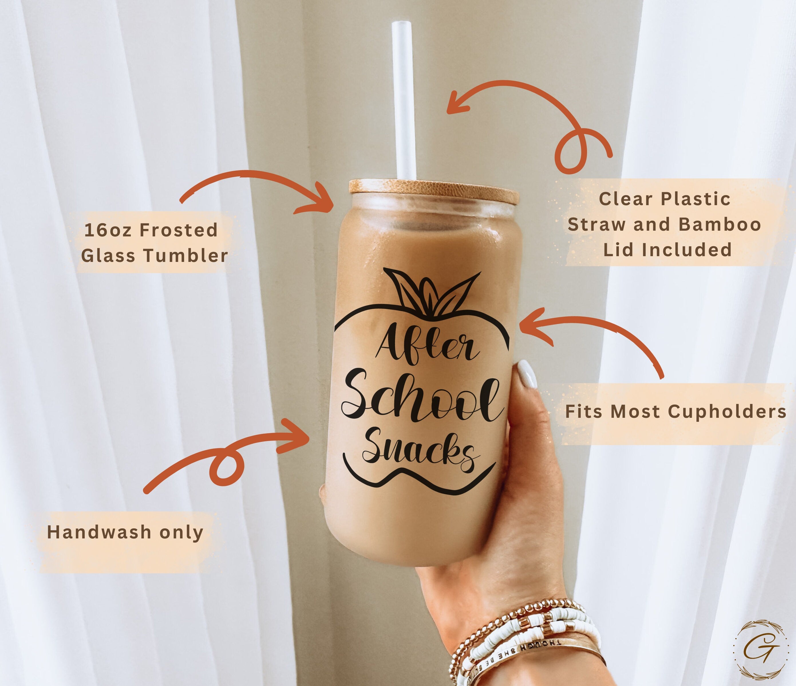 After School Snacks Frosted Glass Cup, Teacher's Libbey Cup