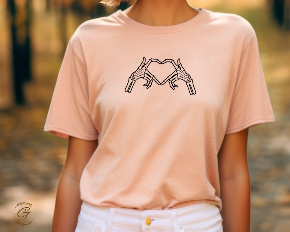 Skeleton Hand Heart Tee Shirt product