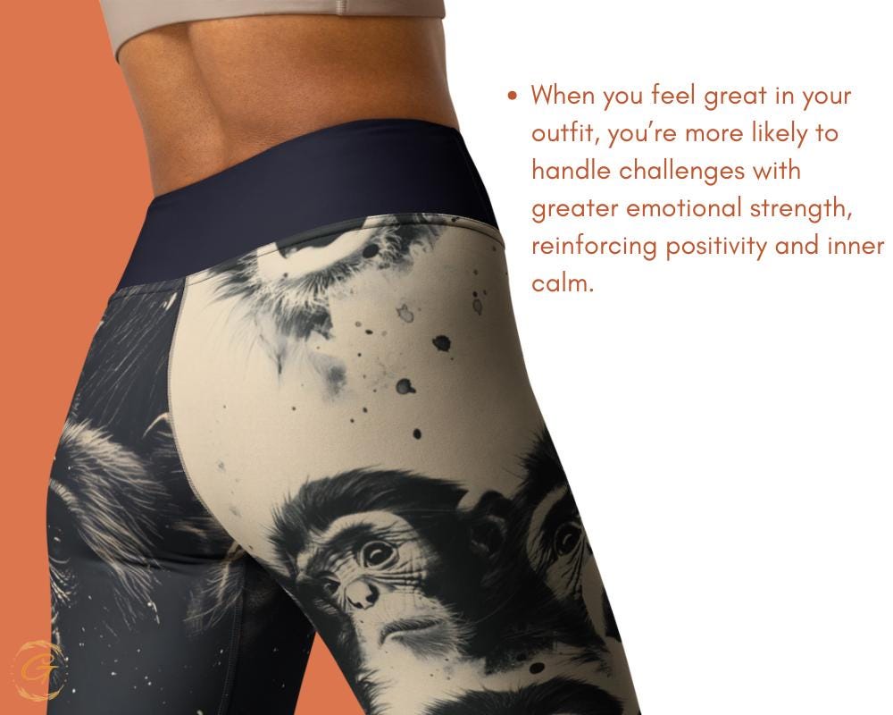 Custom AOP Yoga Leggings and Shorts with Monkey Design - Unique Animal Print Activewear for Women - Choose Your Style Yoga Pant, Yoga Outfit