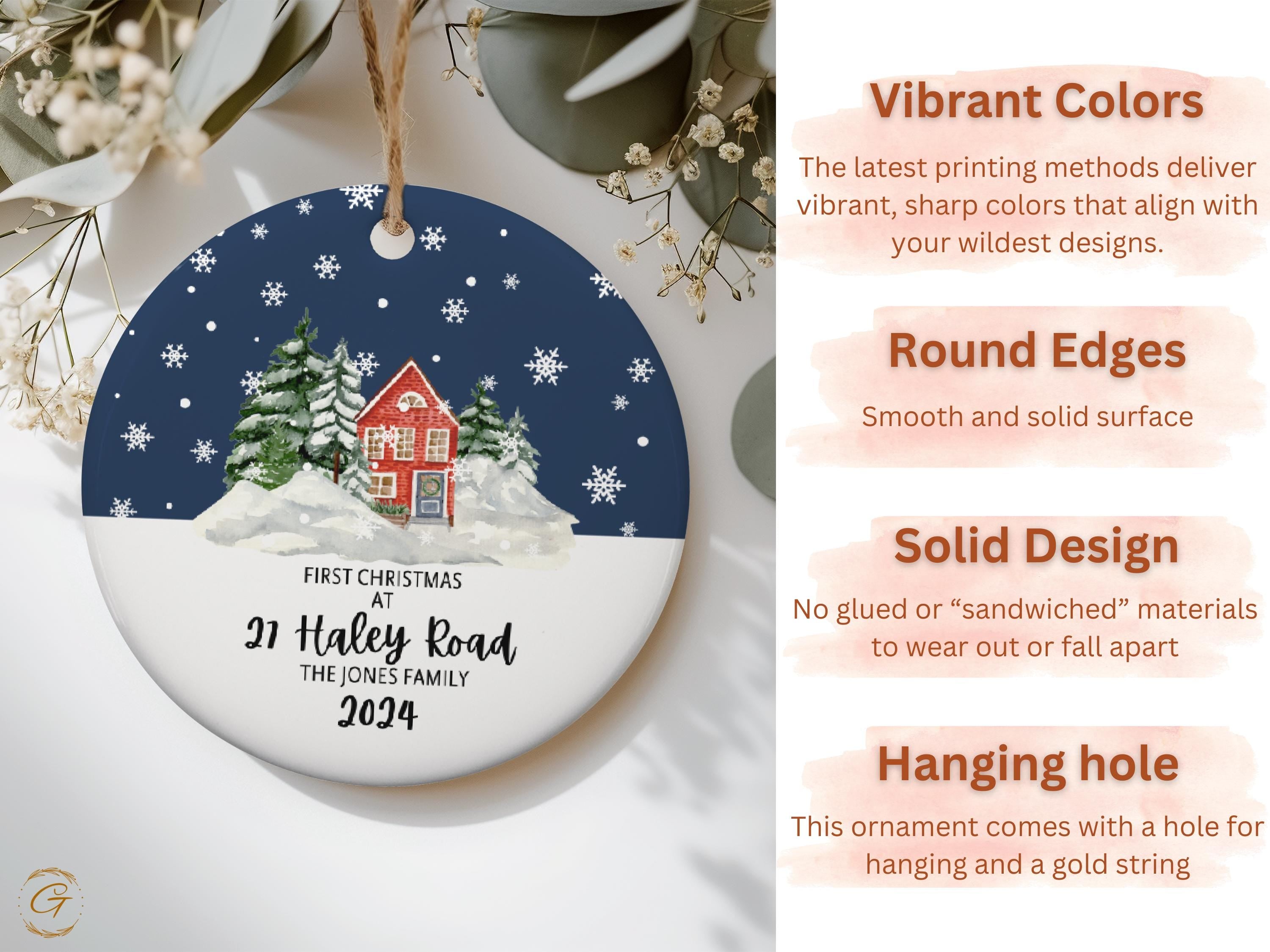 Personalized First Christmas Ornament, Custom Address Holiday Decorations, Personalized Housewarming Gift Family Keepsakes 2024, Home Decors
