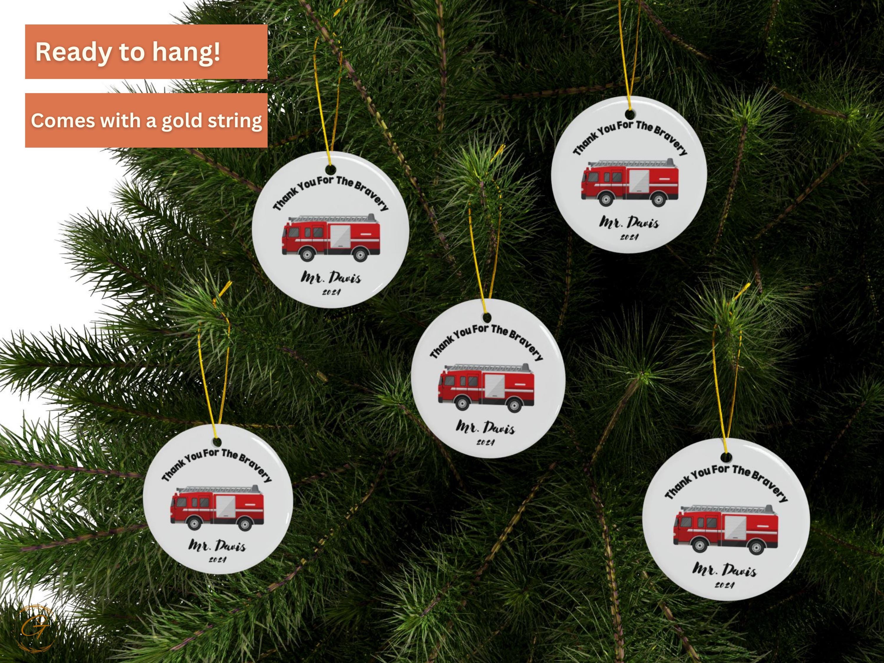 Personalized Fire Truck Ornament, First Responder Gifts