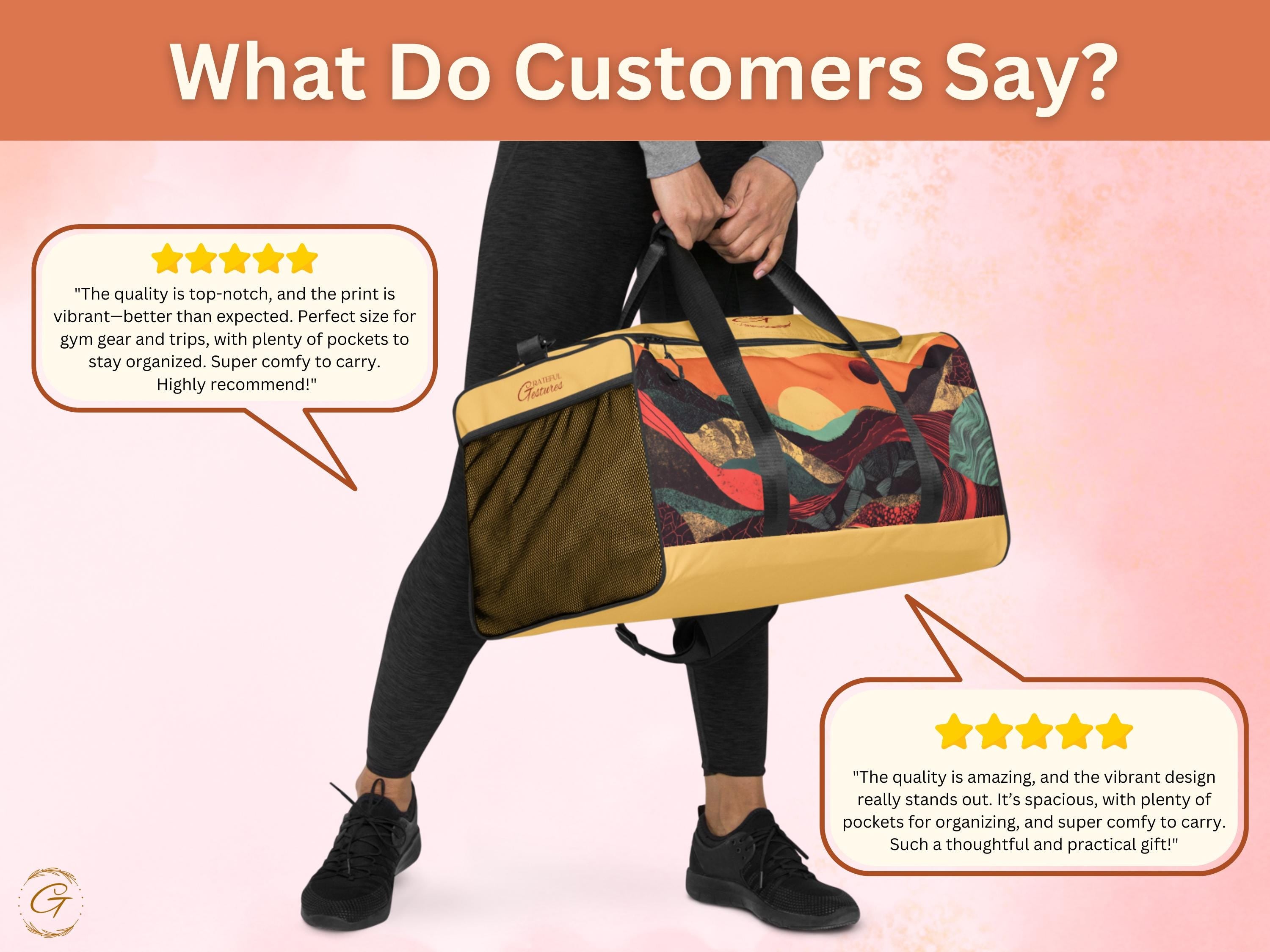 Sunset Mountain Duffel Bag - Bold Gym Bag with Nature-Inspired Art