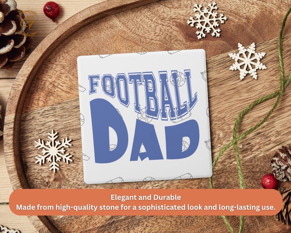 Football Dad Square Soapstone Coasters with Cork Backing
