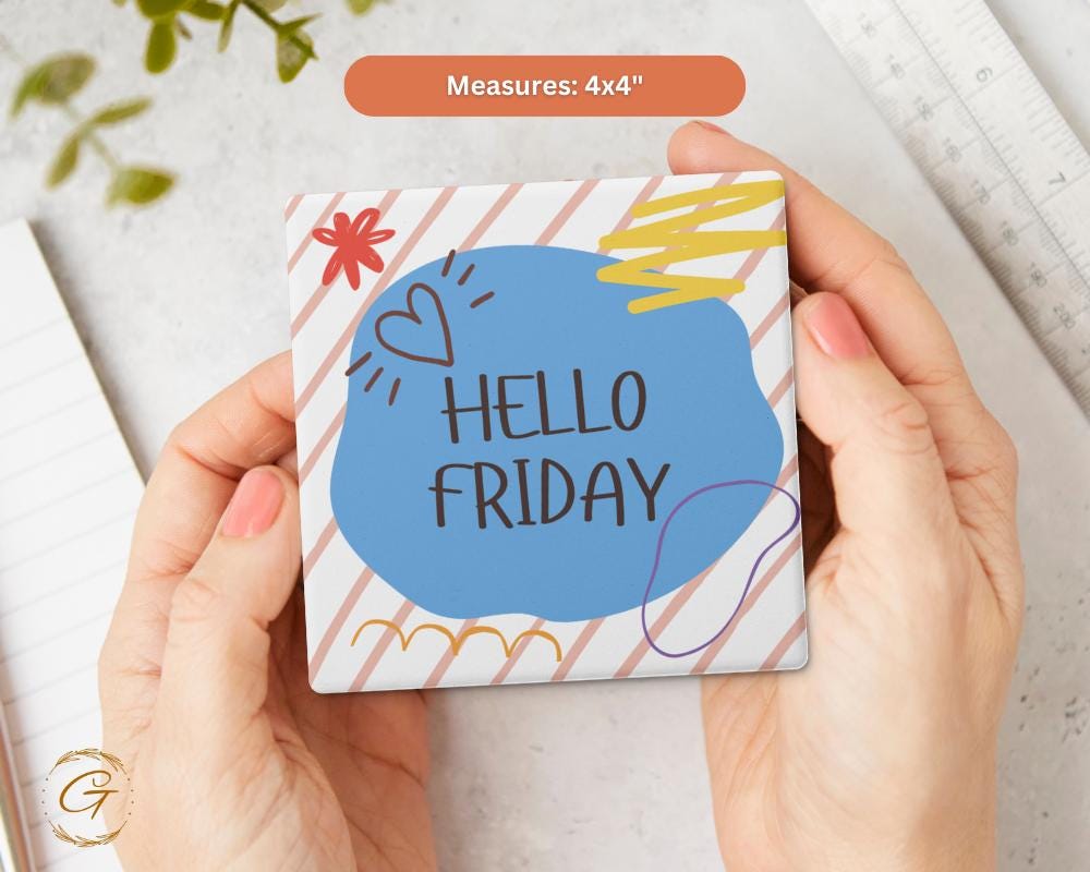 Soapstone Coaster with Hello Friday with Cork Backing