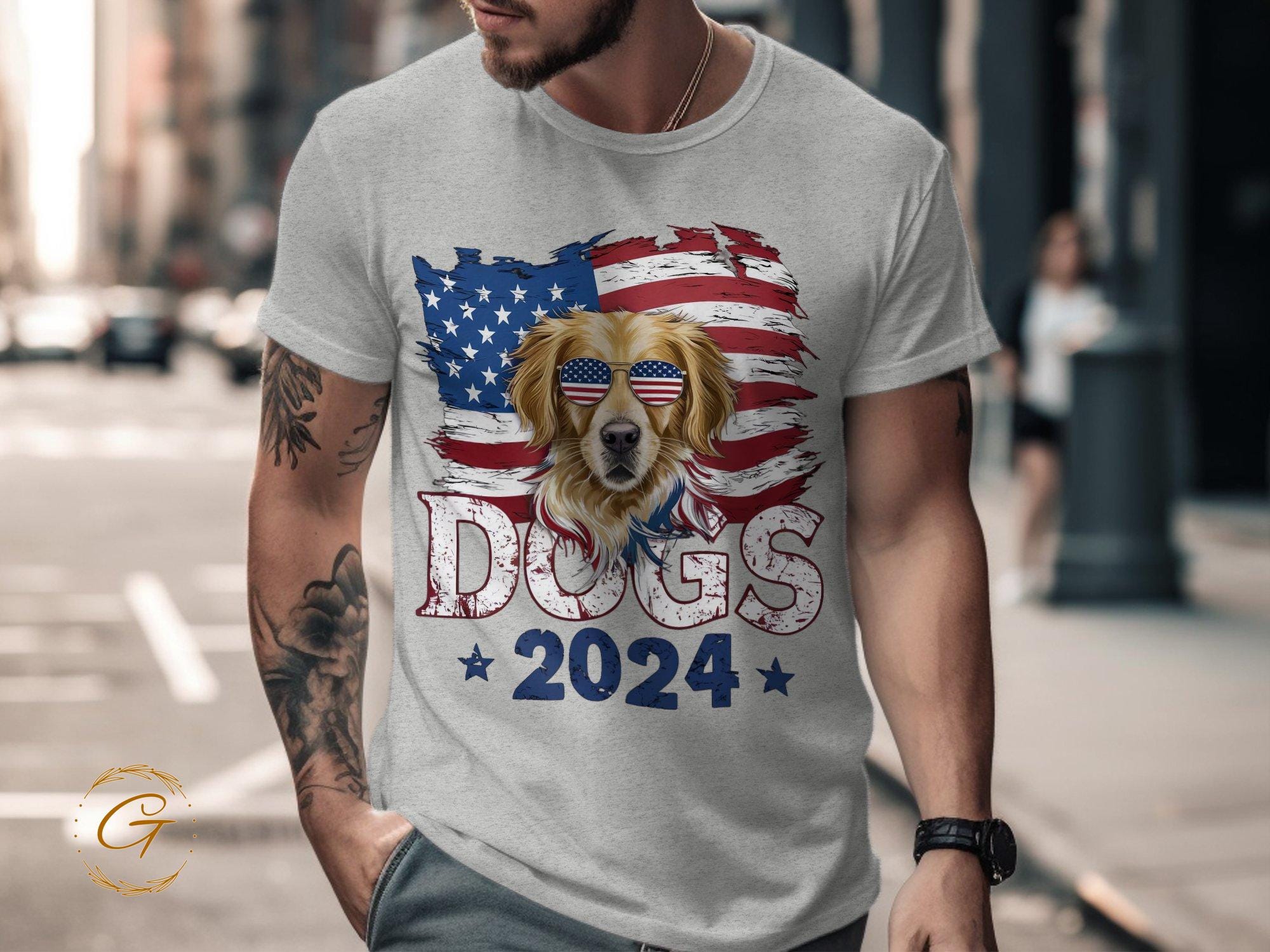 Patriotic Dogs 2024 Design T-Shirt USA 2024 Dog Lovers T-shirt