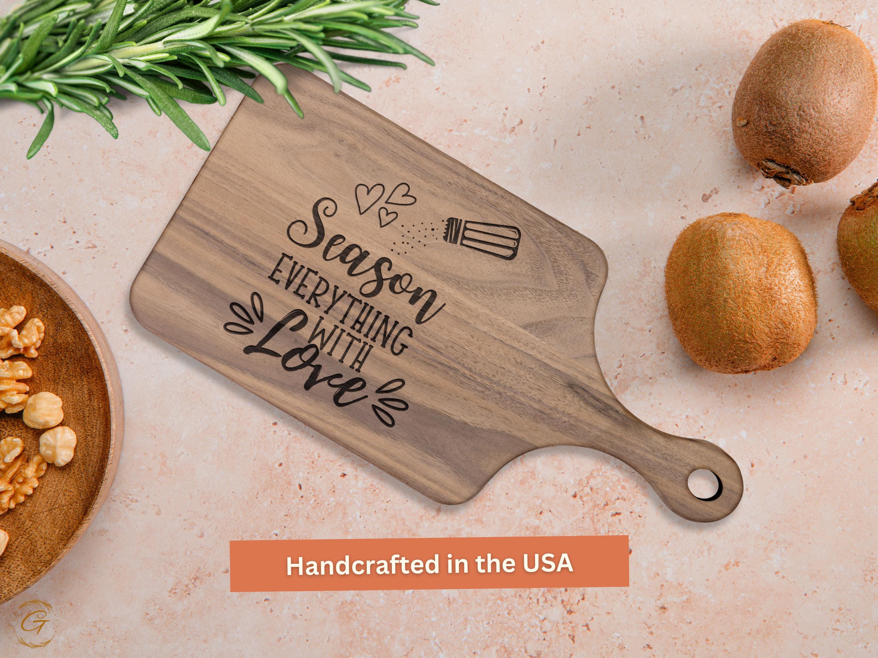 Season Everything with Love Hardwood Cutting Boards | Engraved Kitchen Perfect Chefs Gift | Rustic Wood Cutting Board for Cooks & Home Chefs