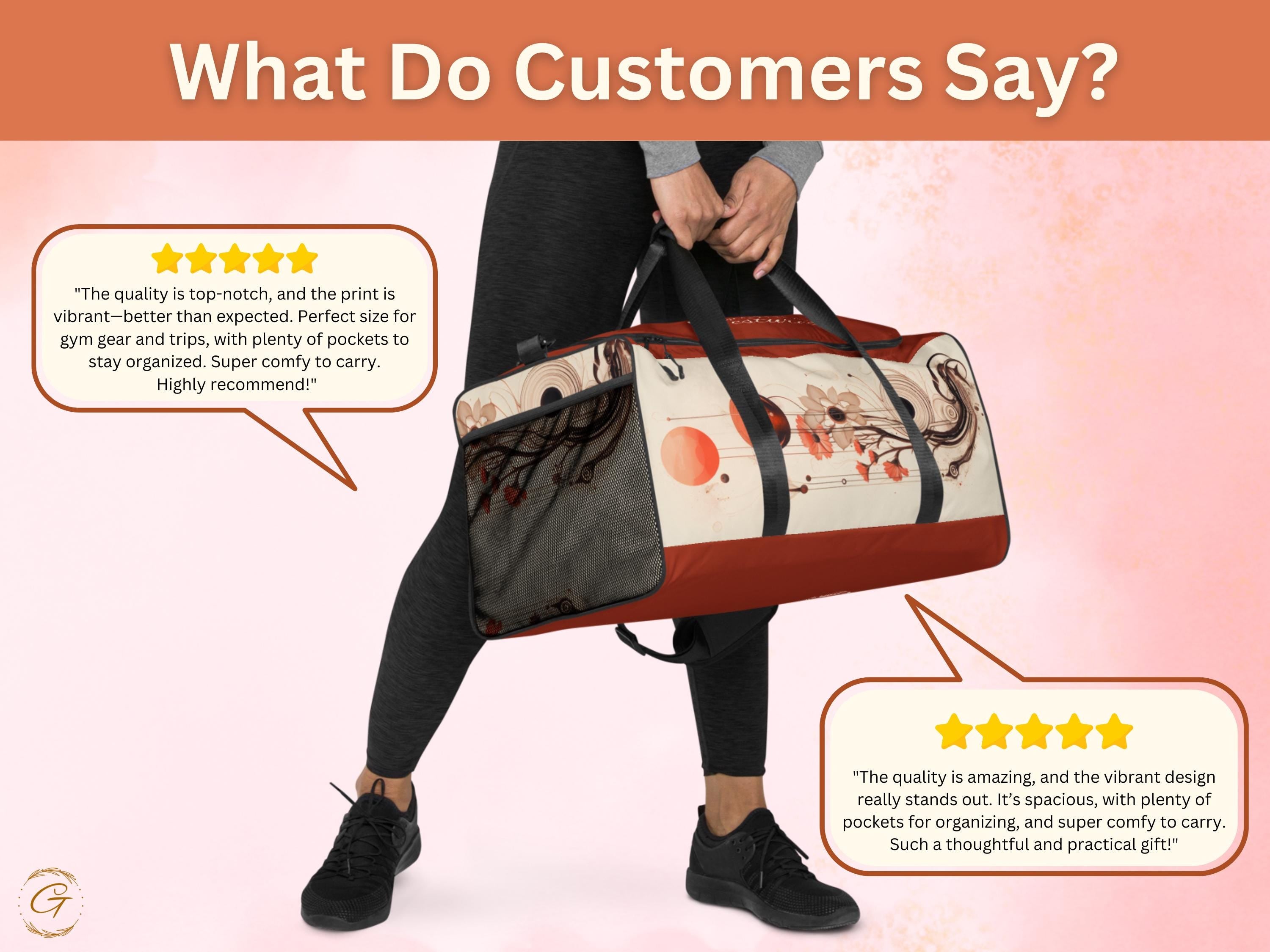 Floral Abstract Gym Duffel Bag -Unique Sports Bag with Modern Artistic Design
