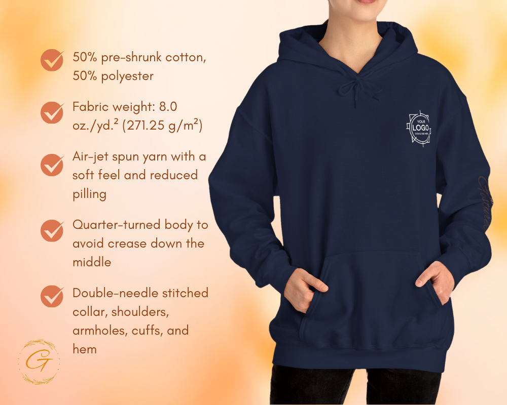 Custom Hoodies with Personalized Left Chest & Wrist Logo Print