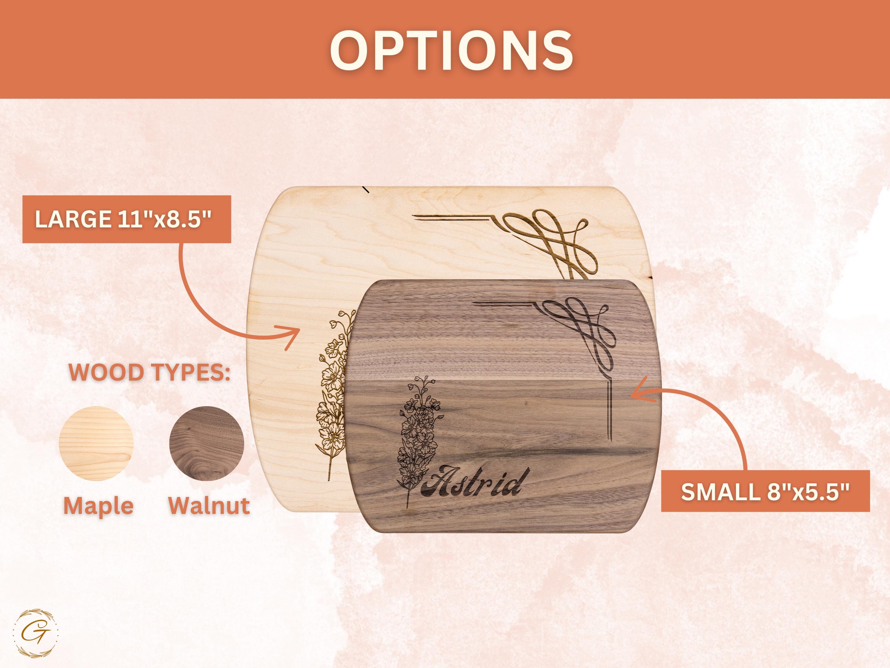 Personalized Cutting Board with Larkspur Engraving