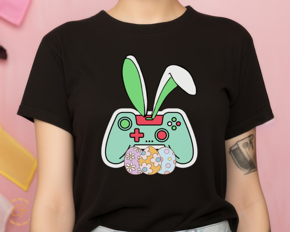 Cute Bunny Gaming Controller Printed T-Shirt product
