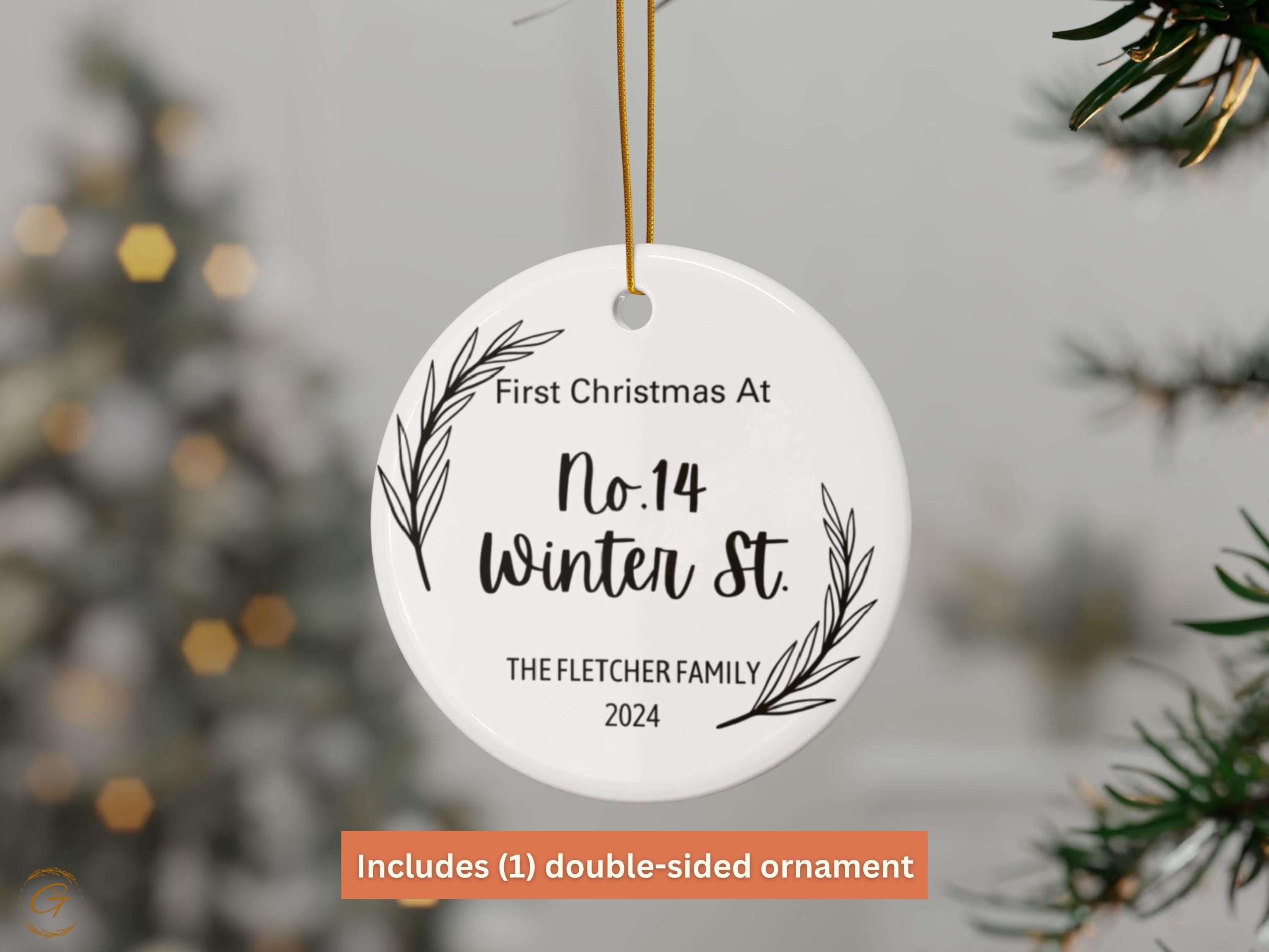 Personalized First Christmas Ornaments, Custom Address Family Name Holiday Keepsake Gifts, Personalized Winter Street Decoration Ideal Gifts