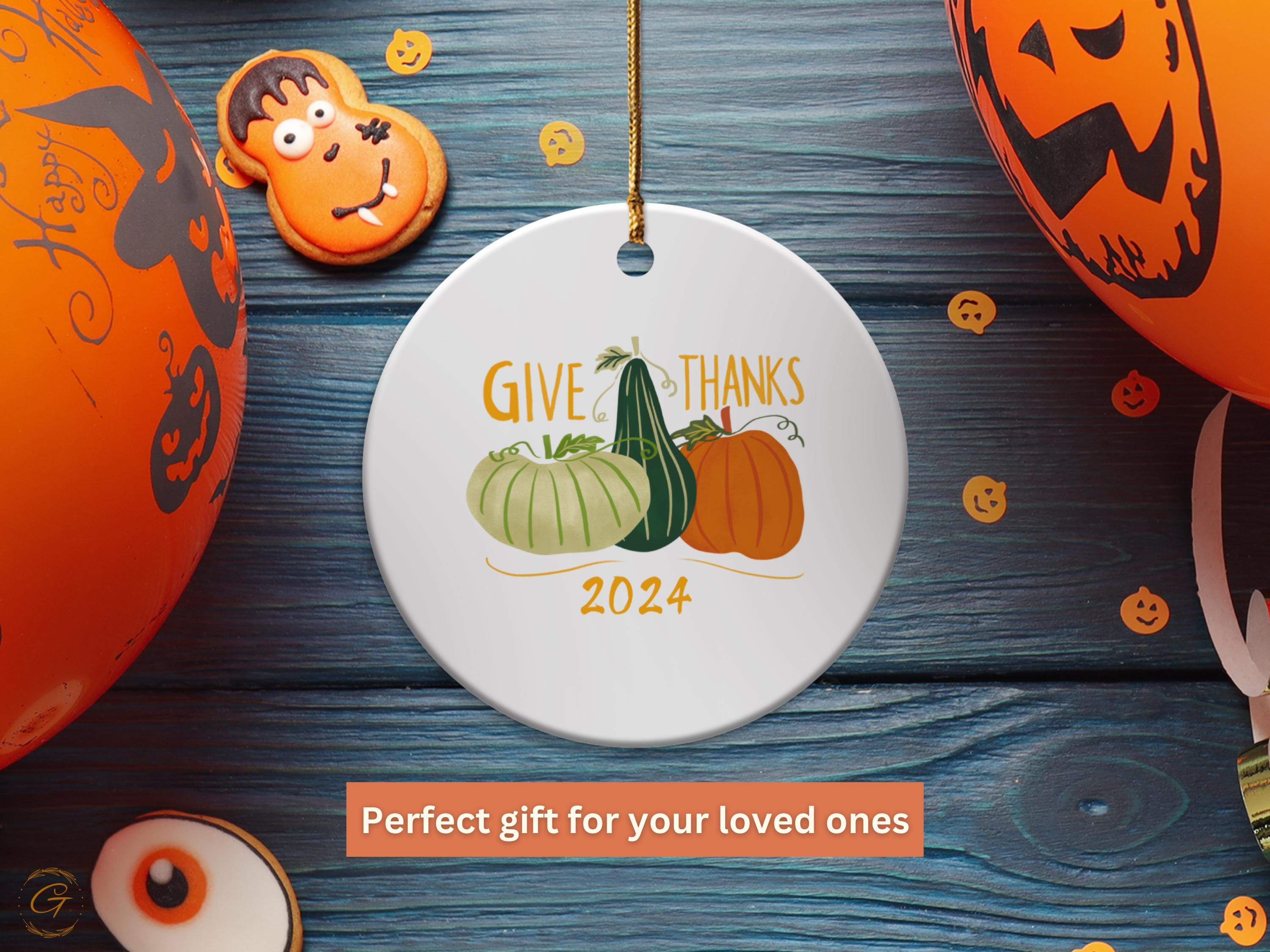 Thanksgiving Holiday Ornament, Give Thanks 2024 Decoration, Fall Holiday Decor, Autumn Harvest, Festive Pumpkin Ornament, Fall Seasonal Gift