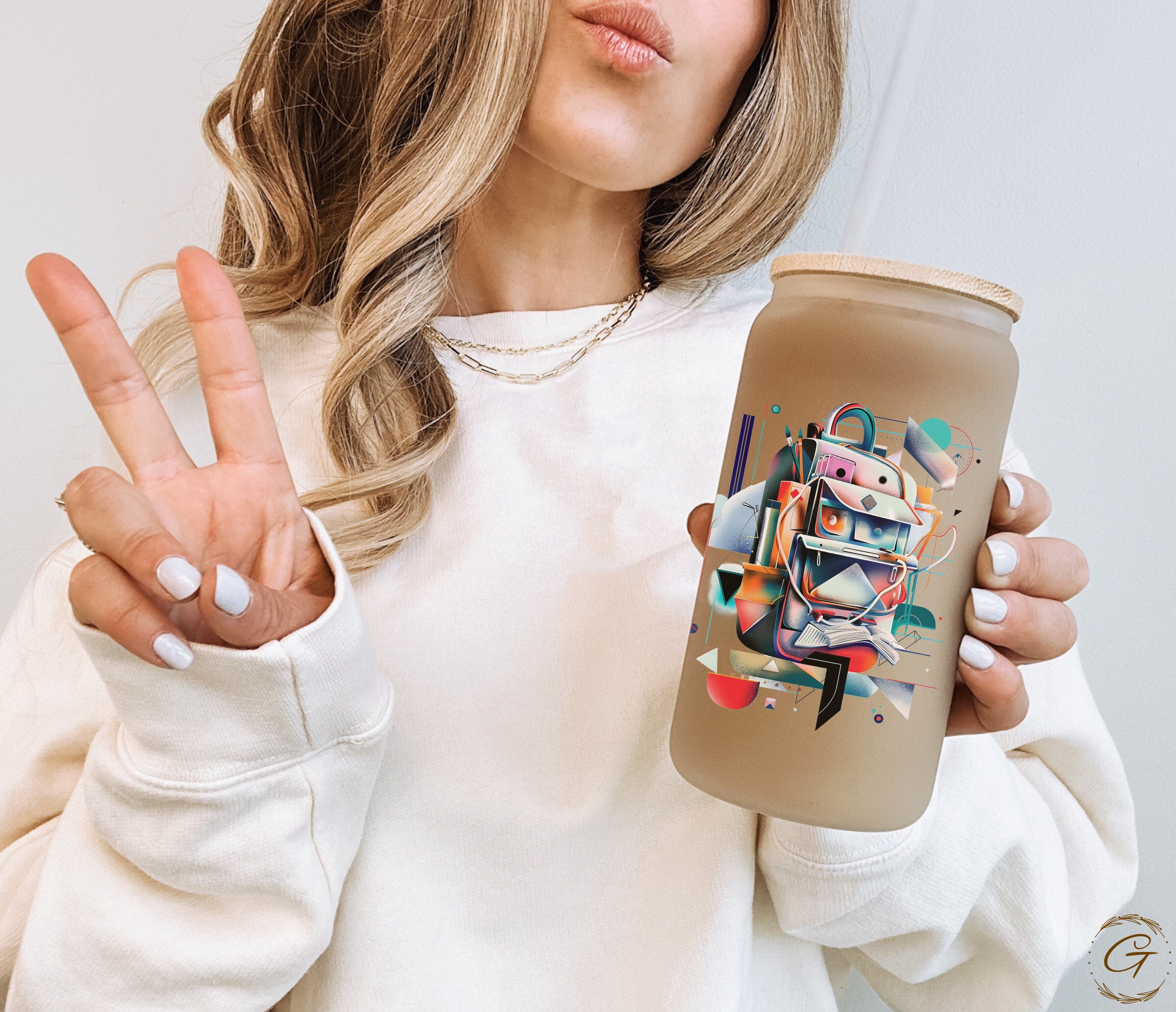 Back to School Design Frosted Glass Cup