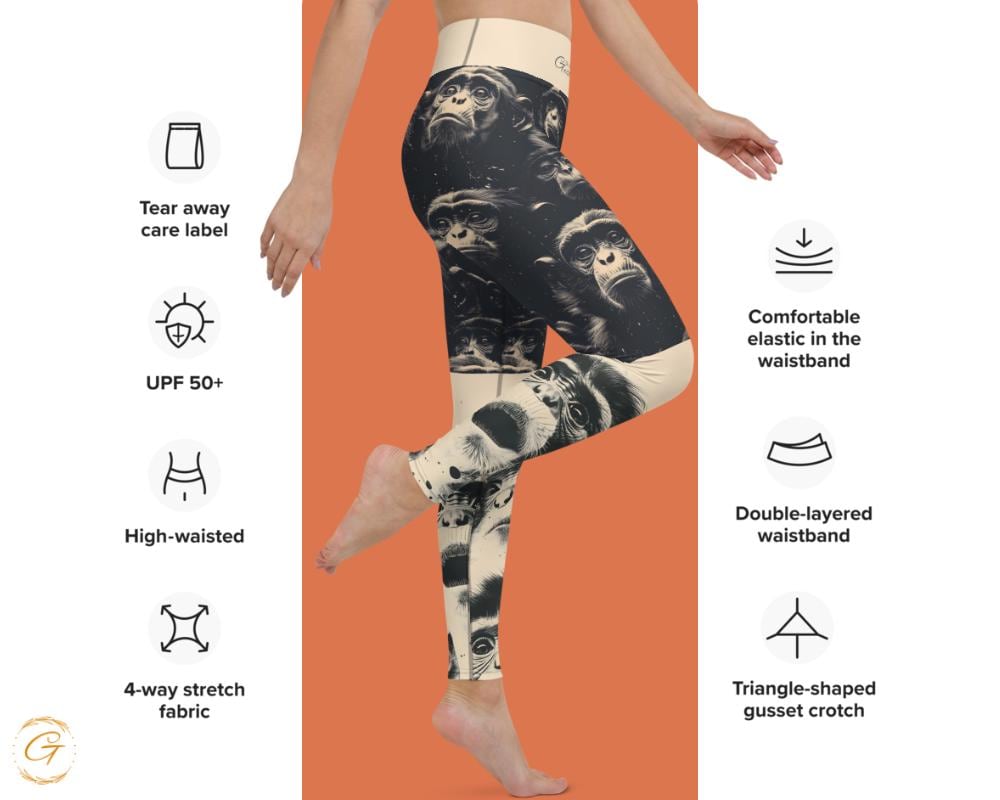 Chimpanzee AOP Yoga Leggings and Shorts - Funny Animal Activewear - High-Waisted AOP Gym Pants for Women - Unique Ideal Gift for Yoga Lovers