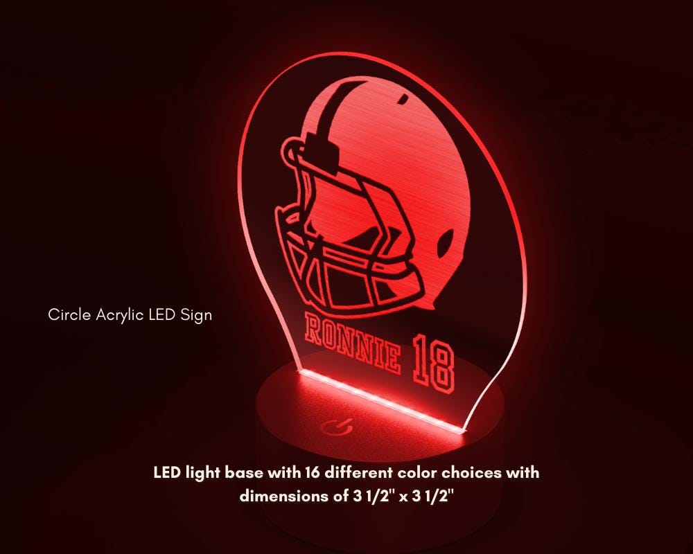 Football Personalized Name Circle Acrylic LED Sign