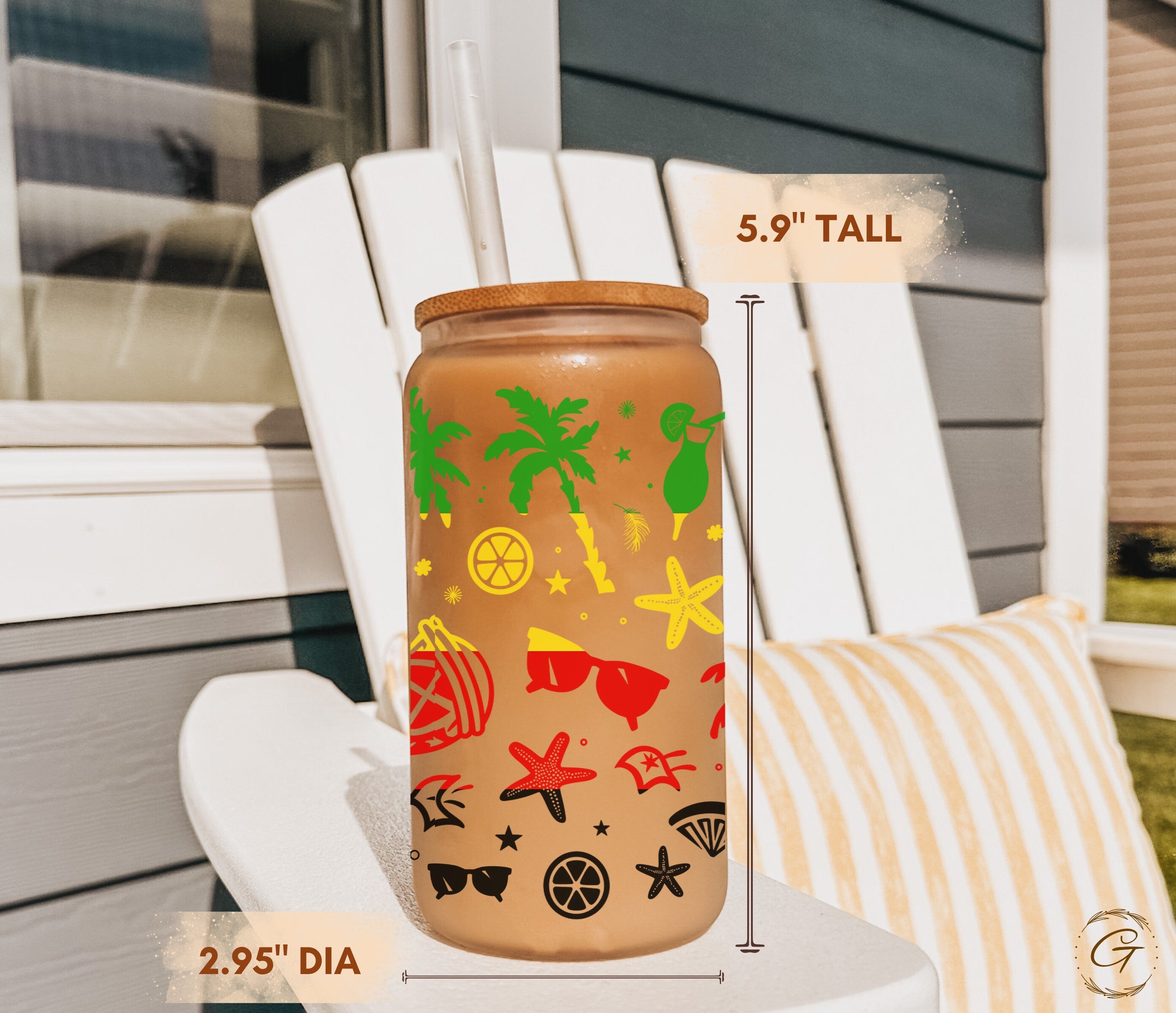 Rasta Summer Vibes Frosted Glass Cup