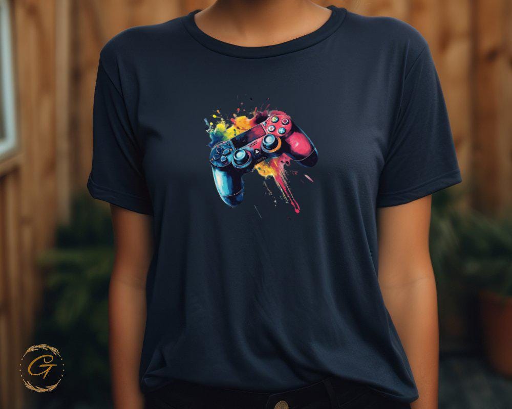 Gamer Graphic T-Shirt, Colorful Controller Tee