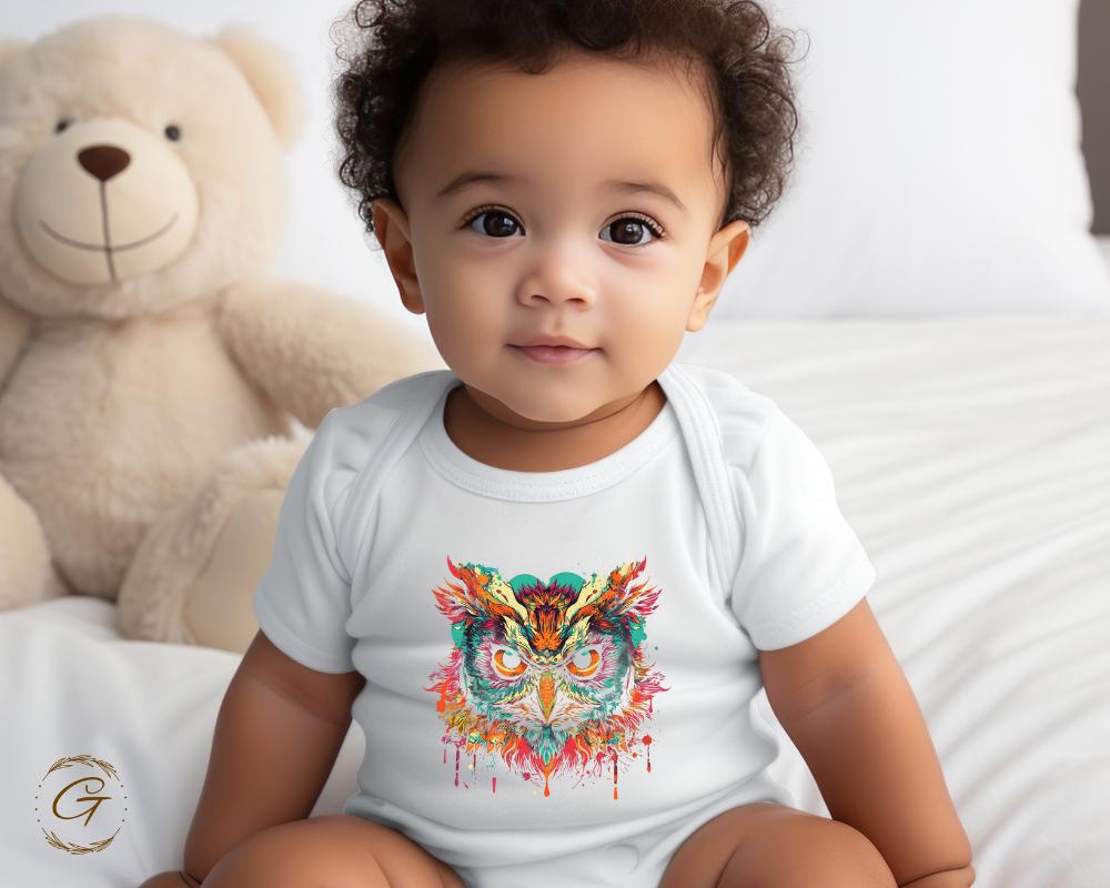 Colorful Owl Art Design TShirt Vibrant Owl Graphic Tee