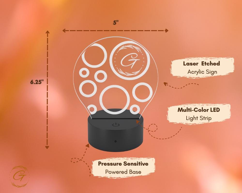 GBubble Circle Acrylic LED Sign, Modern Light Decor