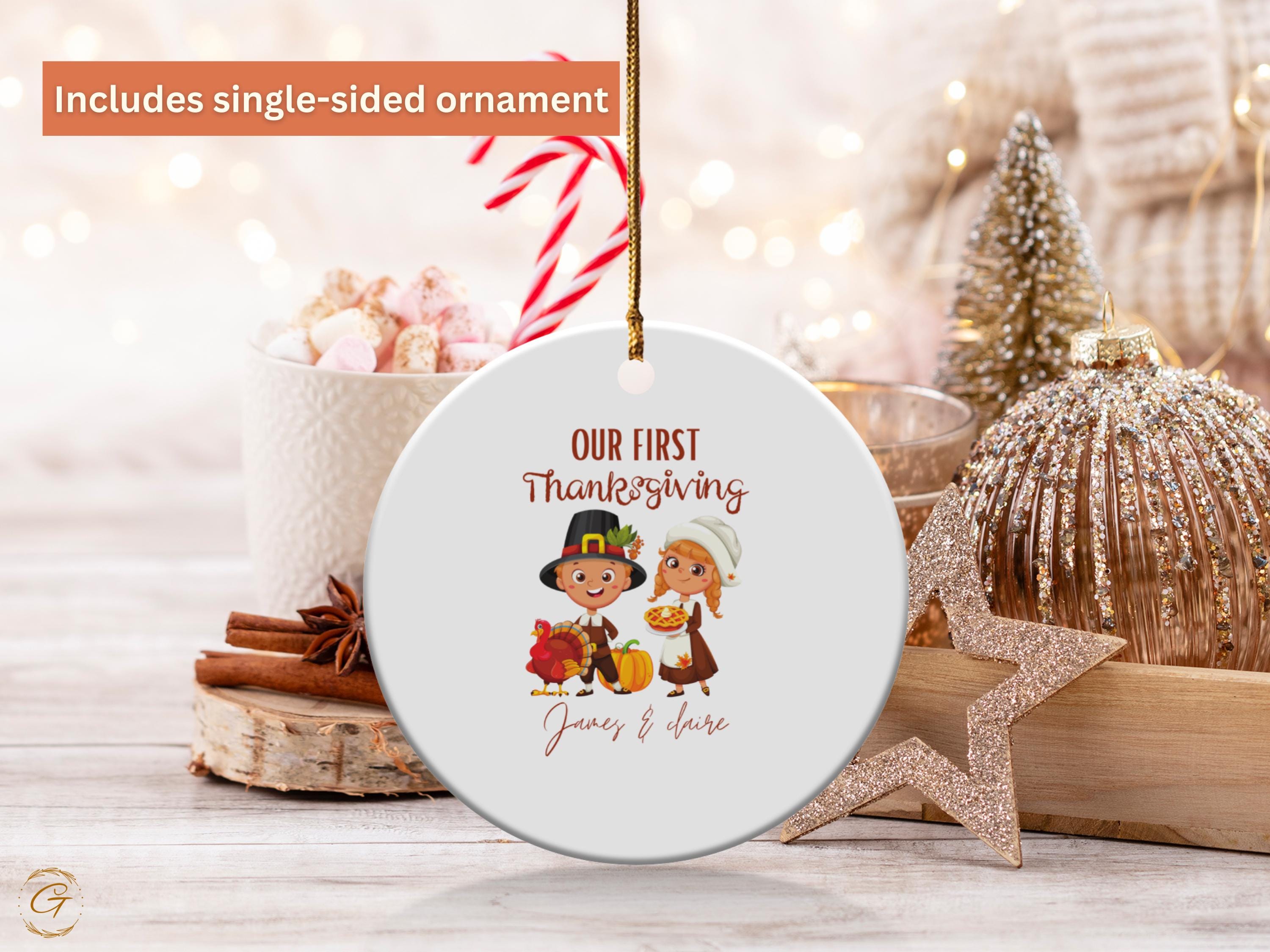 First Couple Thanksgiving Ornament, Cute Thanksgiving Decoration, Personalized Holiday Keepsake, Kids Holiday Gift, Harvest Celebration Gift