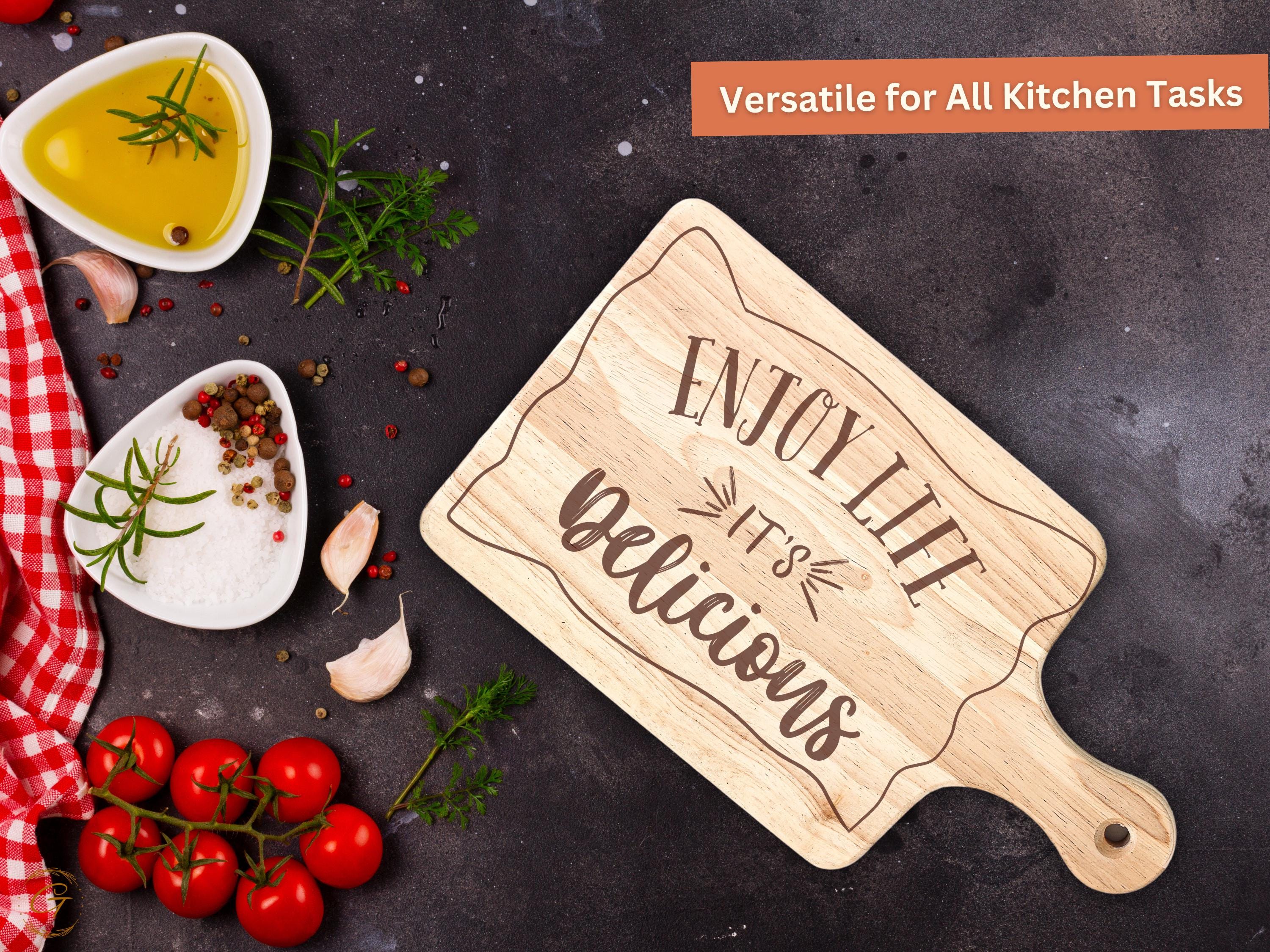 Enjoy Life It’s Delicious Hardwood Cutting Board | Engraved Kitchen Gifts | Cooking and Serving | Unique Kitchen Gift Foodies and Home Chefs