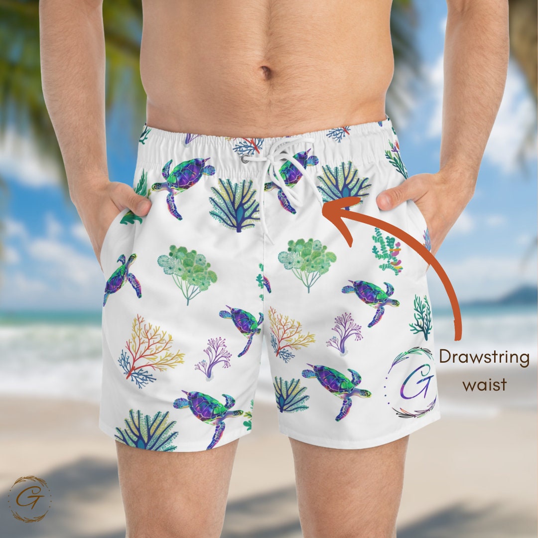 Turtle and Coral Swim Trunks