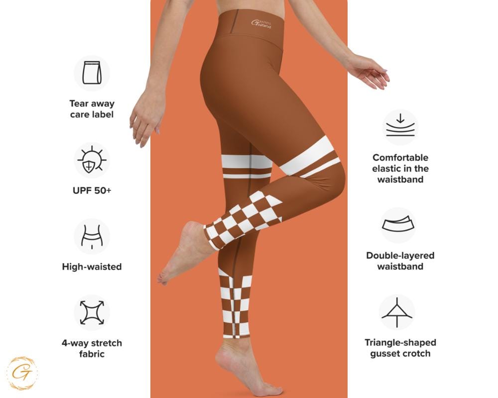 Cozy Brown Checkered Yoga Leggings & Shorts