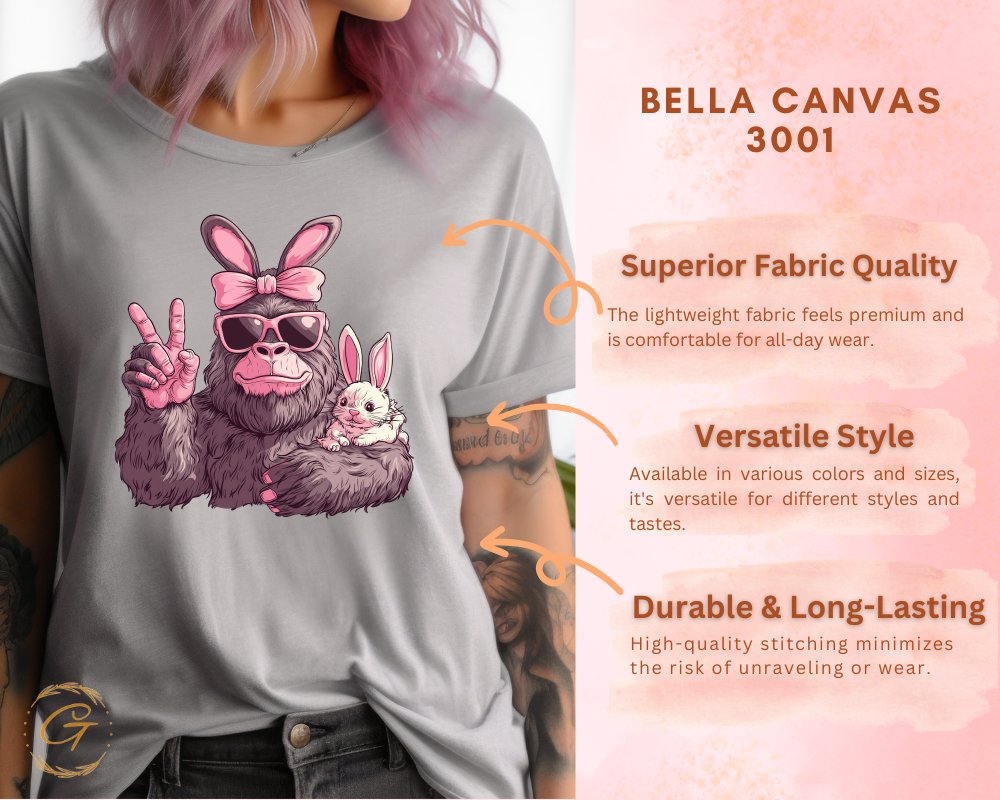 Funny Gorilla with Bunny Ears Graphic T-Shirt product
