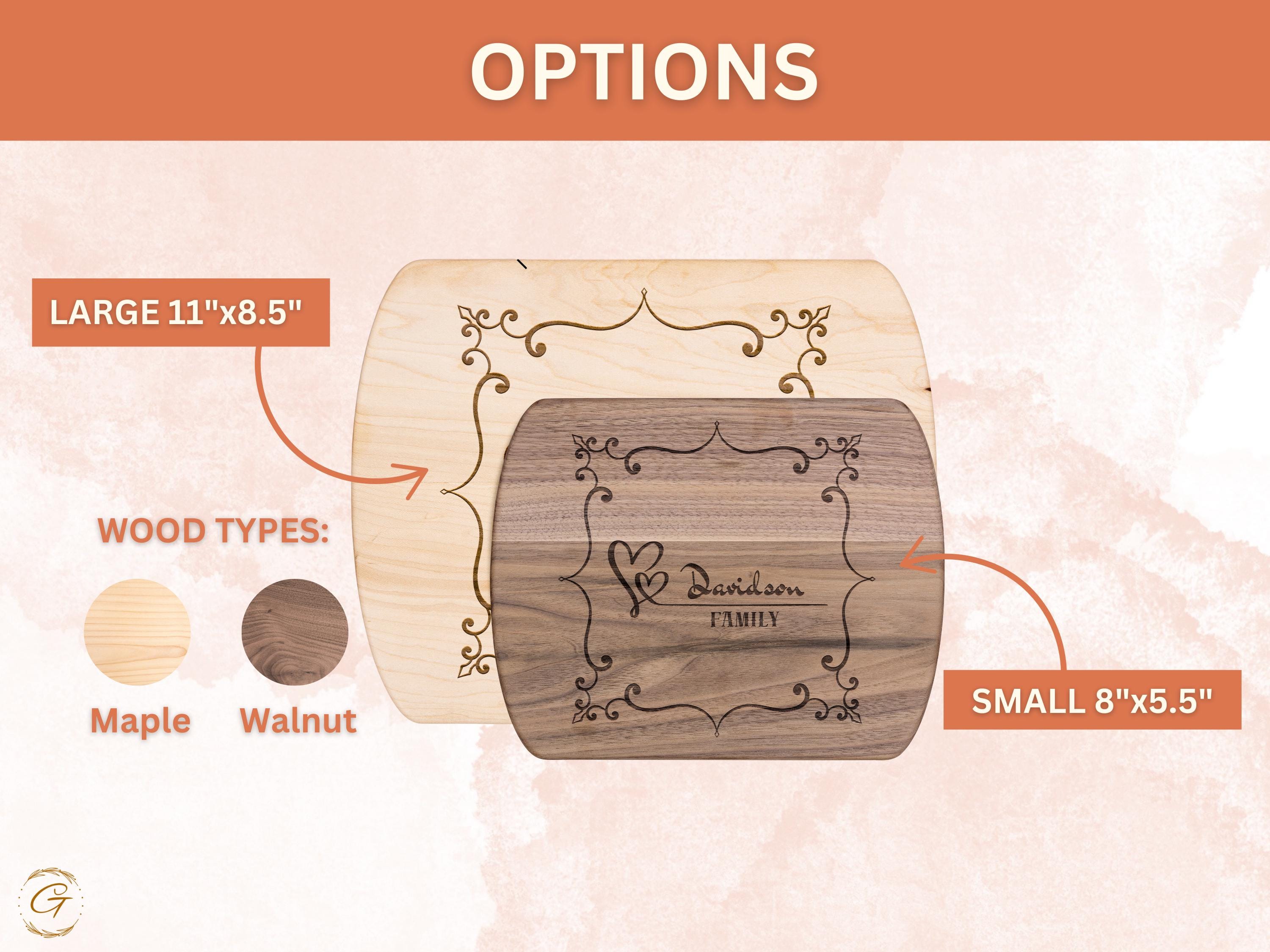 Personalize Hardwood Oval Cutting Board with Family Name & Heart Decor | Custom Kitchen Decor | Wedding Gift | Housewarming Kitchen Presents
