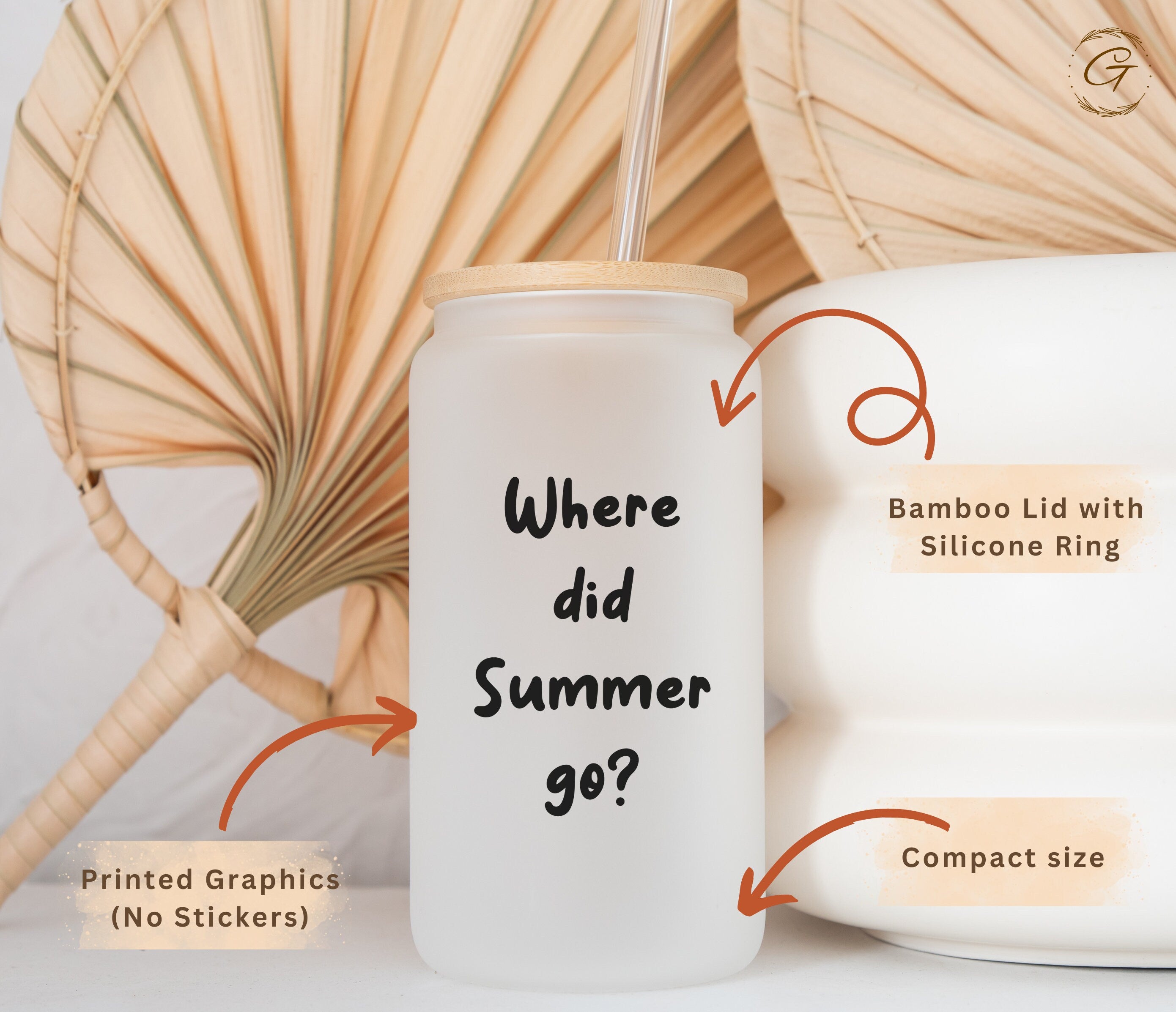 Cute Sad Boy 'Where Did Summer Go?' Frosted Glass Cup