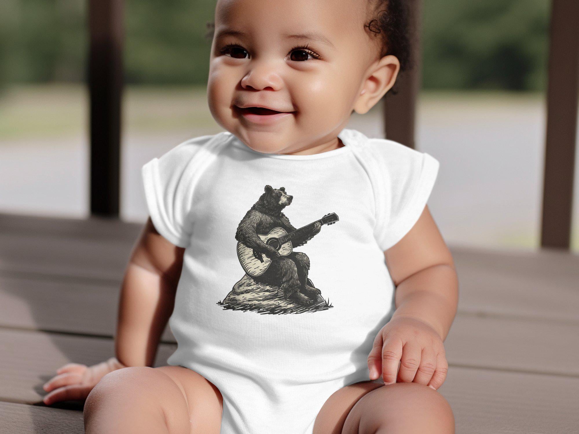 Bear Playing Guitar Graphic Tee, Funny Bear T-Shirt Design