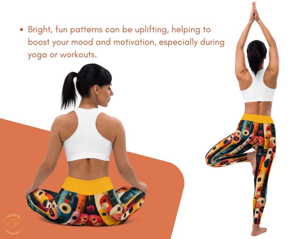 Modern Abstract AOP Yoga Leggings and Shorts | Bold Retro All-Over Print Activewear | High-Waisted Women’s Fitness Pants and Workout Shorts