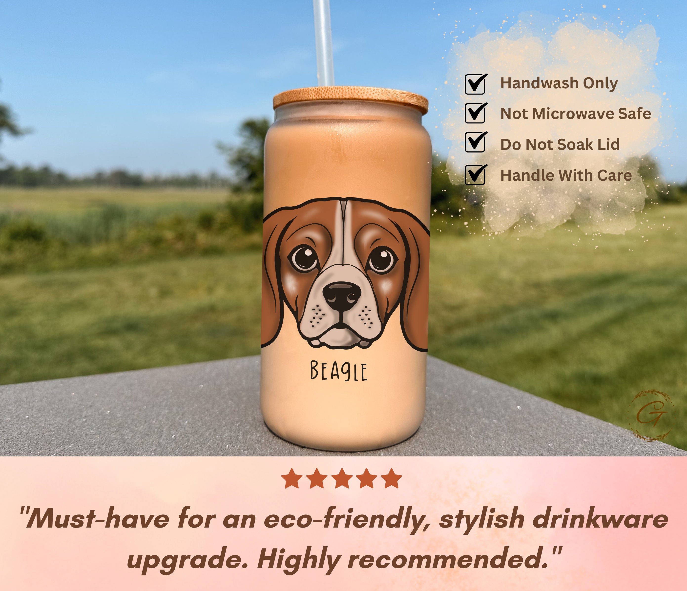 Beagle Dog Frosted Glass Cup